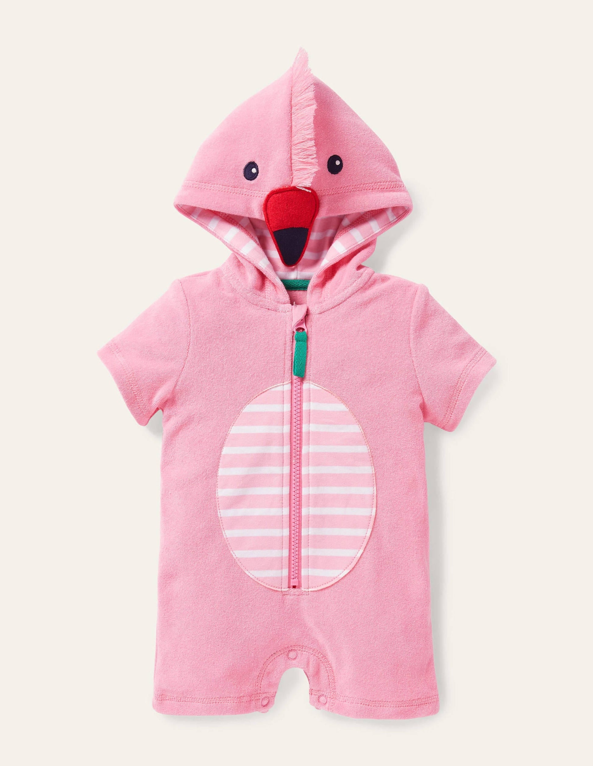 Novelty Towelling Romper-Pink Lemonade Flamingo-1