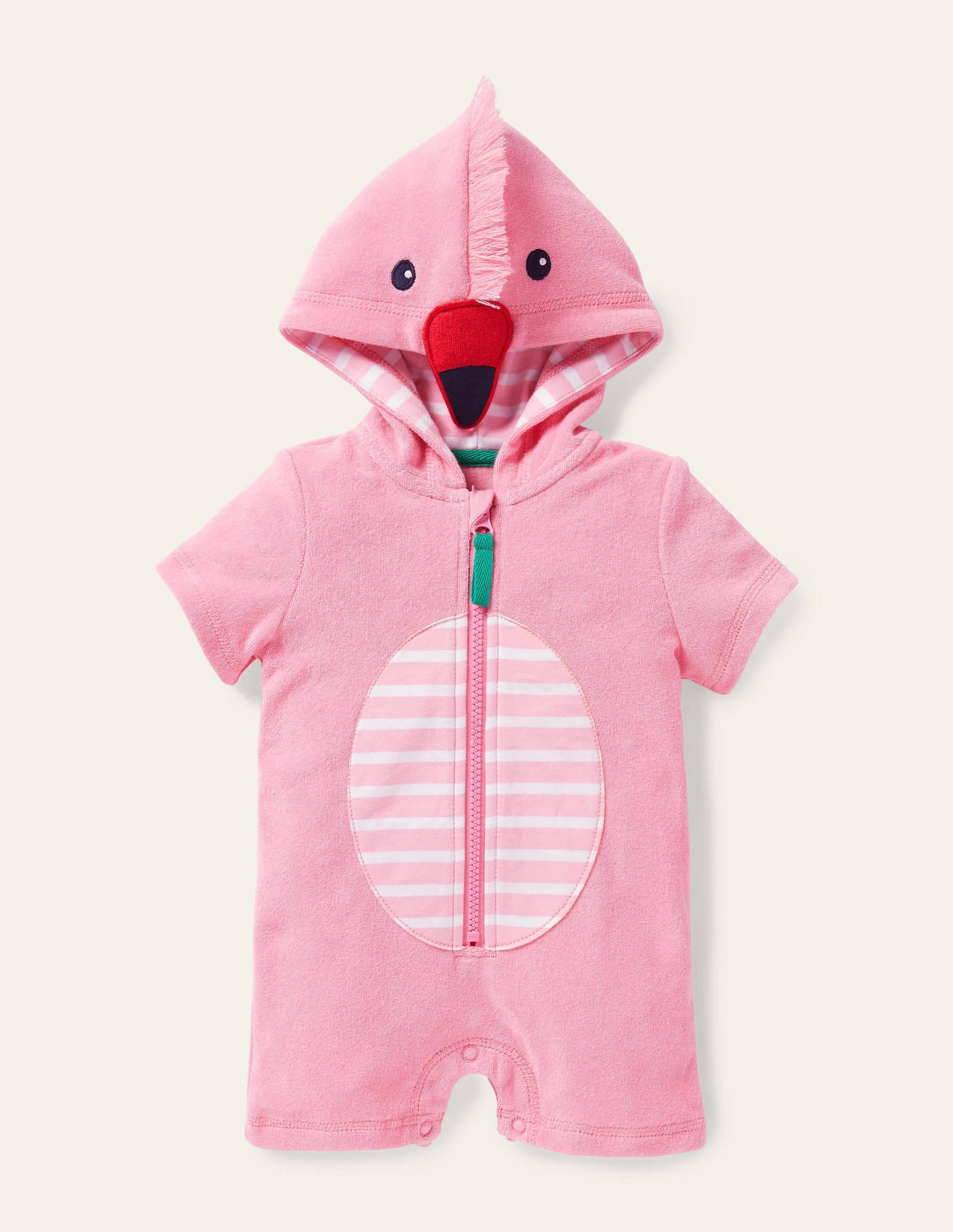 Novelty Towelling Romper-Pink Lemonade Flamingo - Image 1