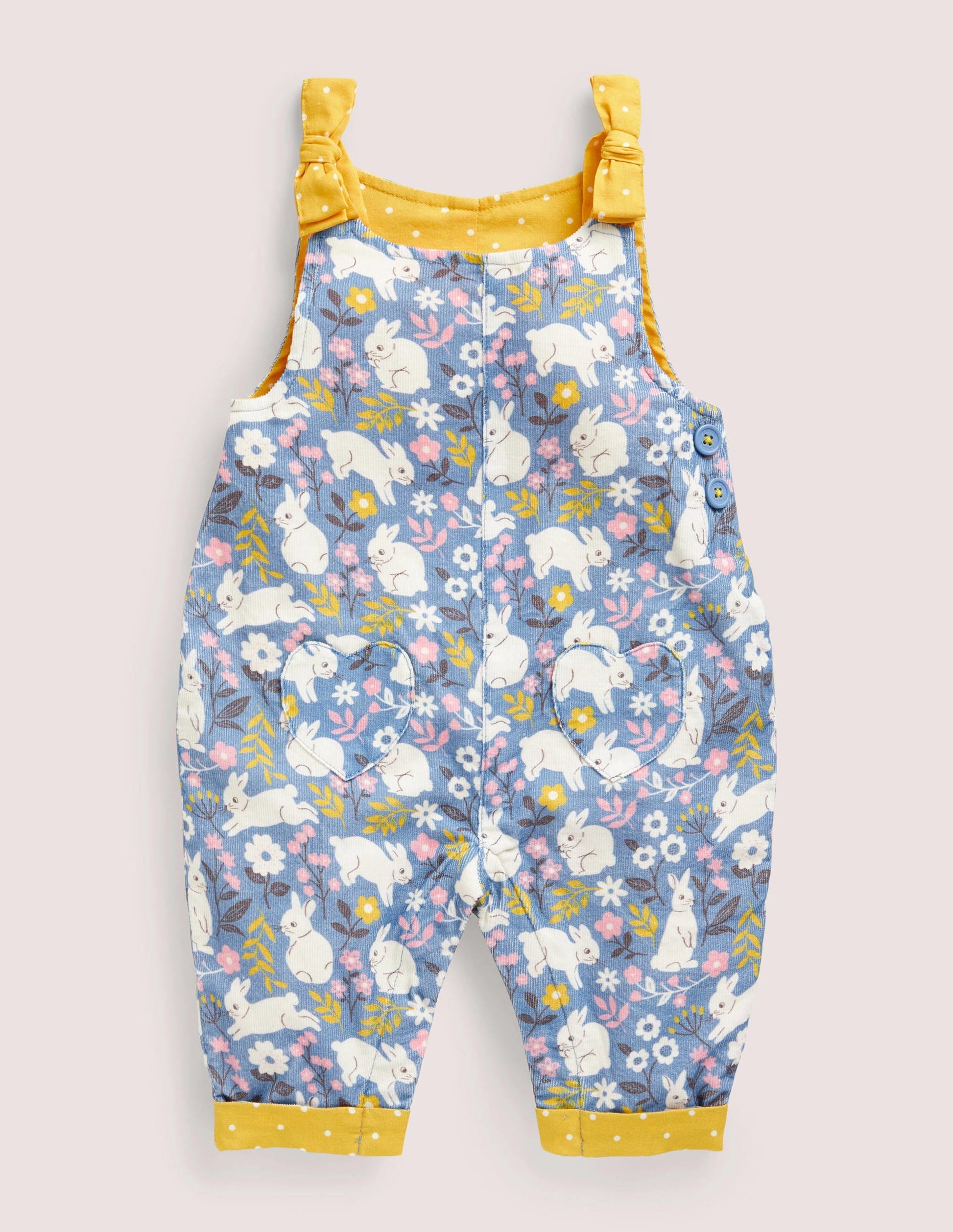 Woven Dungarees-Riviera Blue Bunny Field-1
