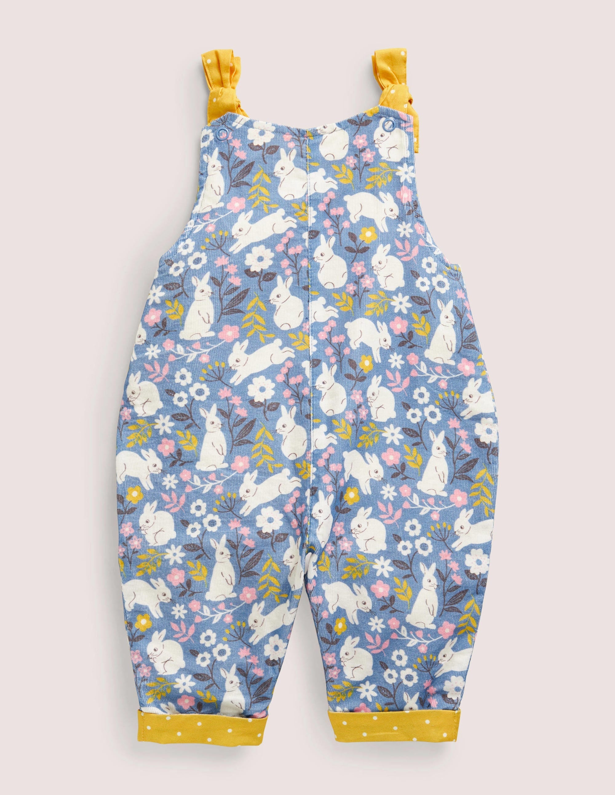 Woven Dungarees-Riviera Blue Bunny Field - Image 2