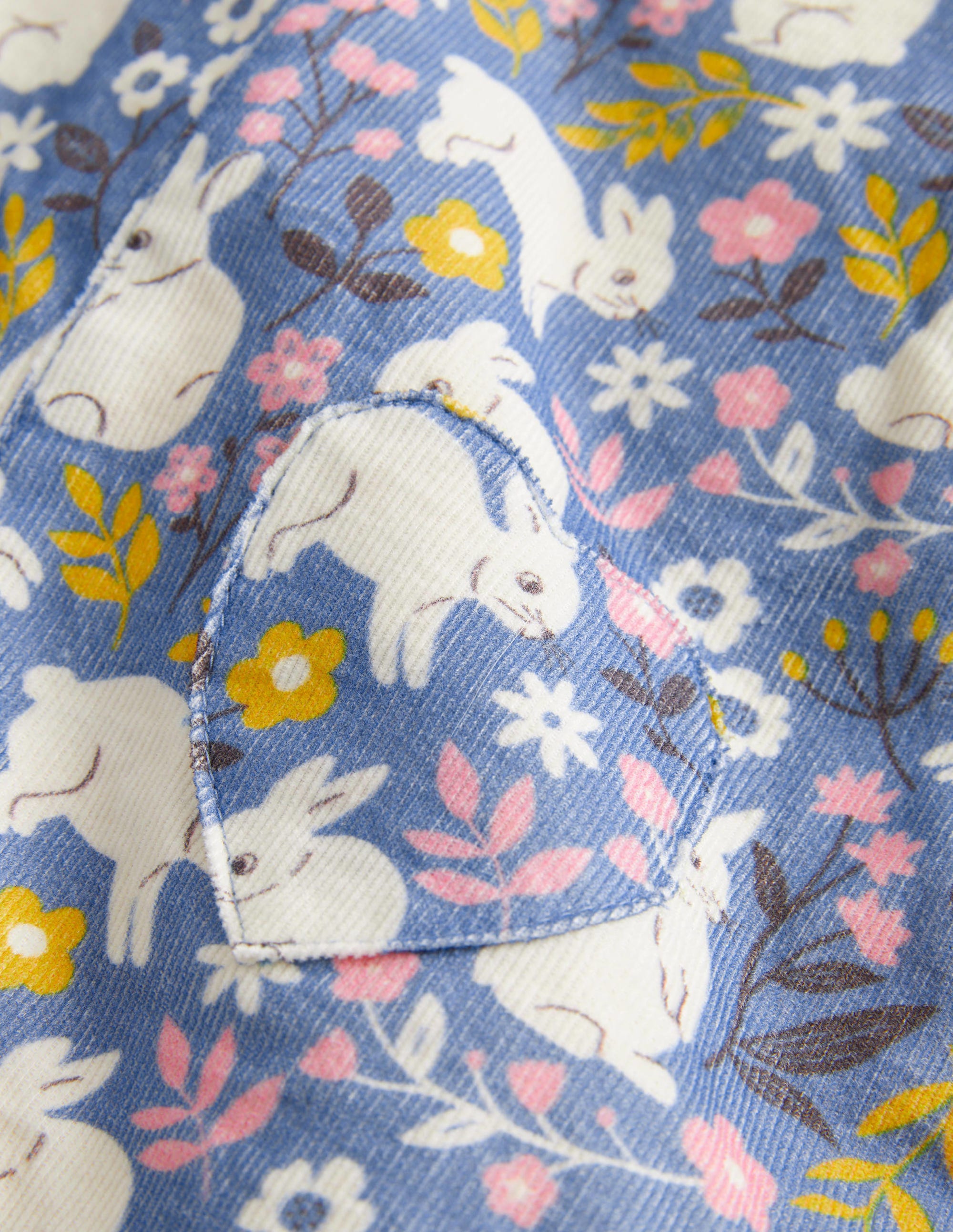 Woven Dungarees-Riviera Blue Bunny Field - Image 3