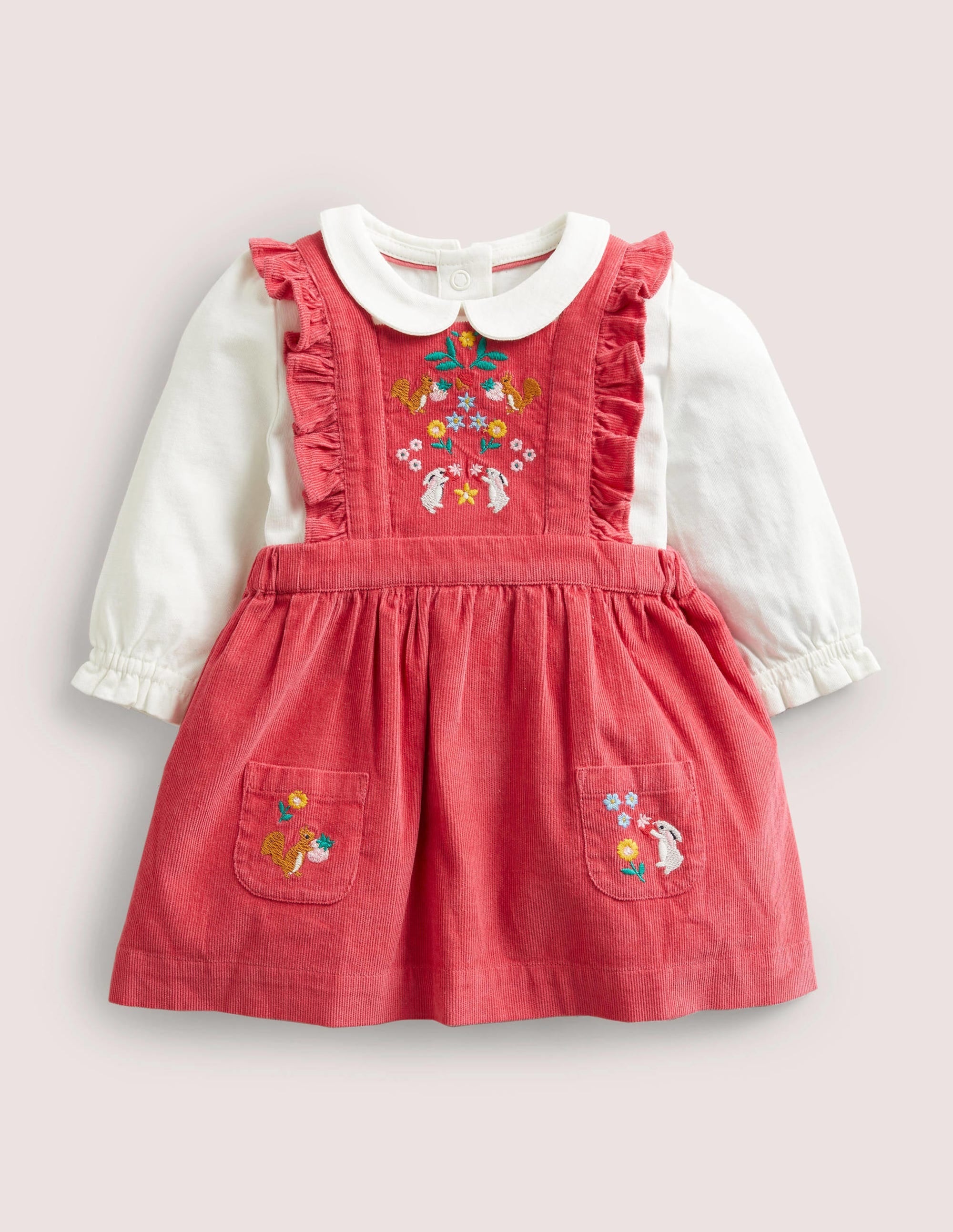 Cord Pinnie Set-Pink Embroidery - Image 1