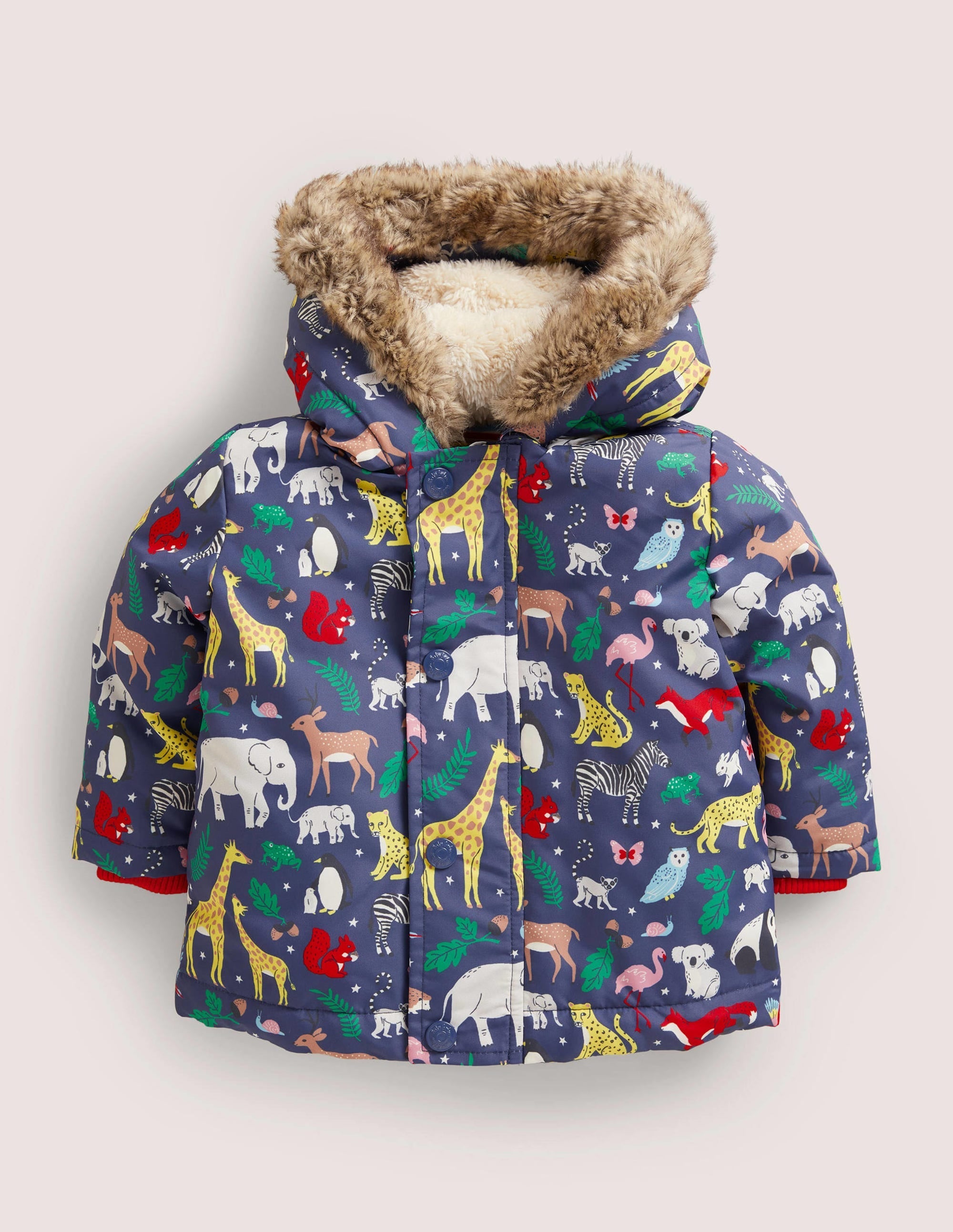 Navy 3-in-1 Animal Print Hooded Coat-Navy Multi Animals - Image 1