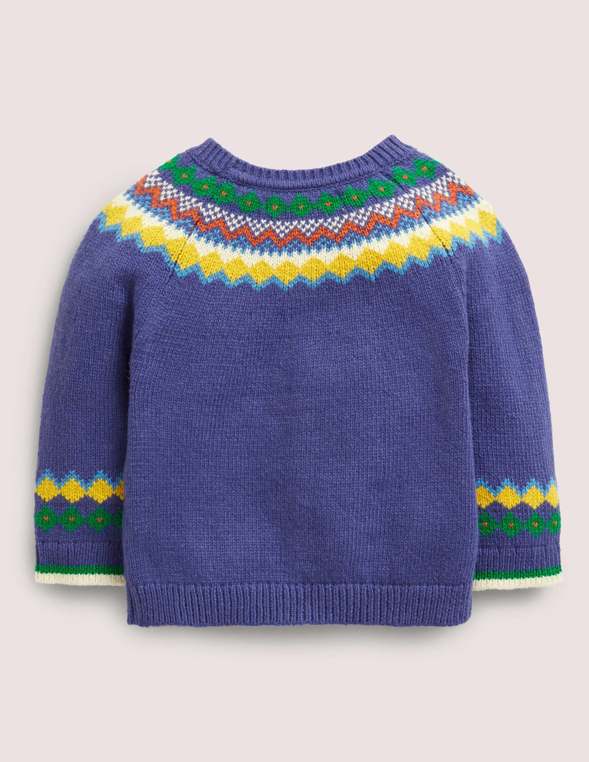 Fair Isle Yoke Cardigan-Starboard Blue Fairisle Fox - Image 2