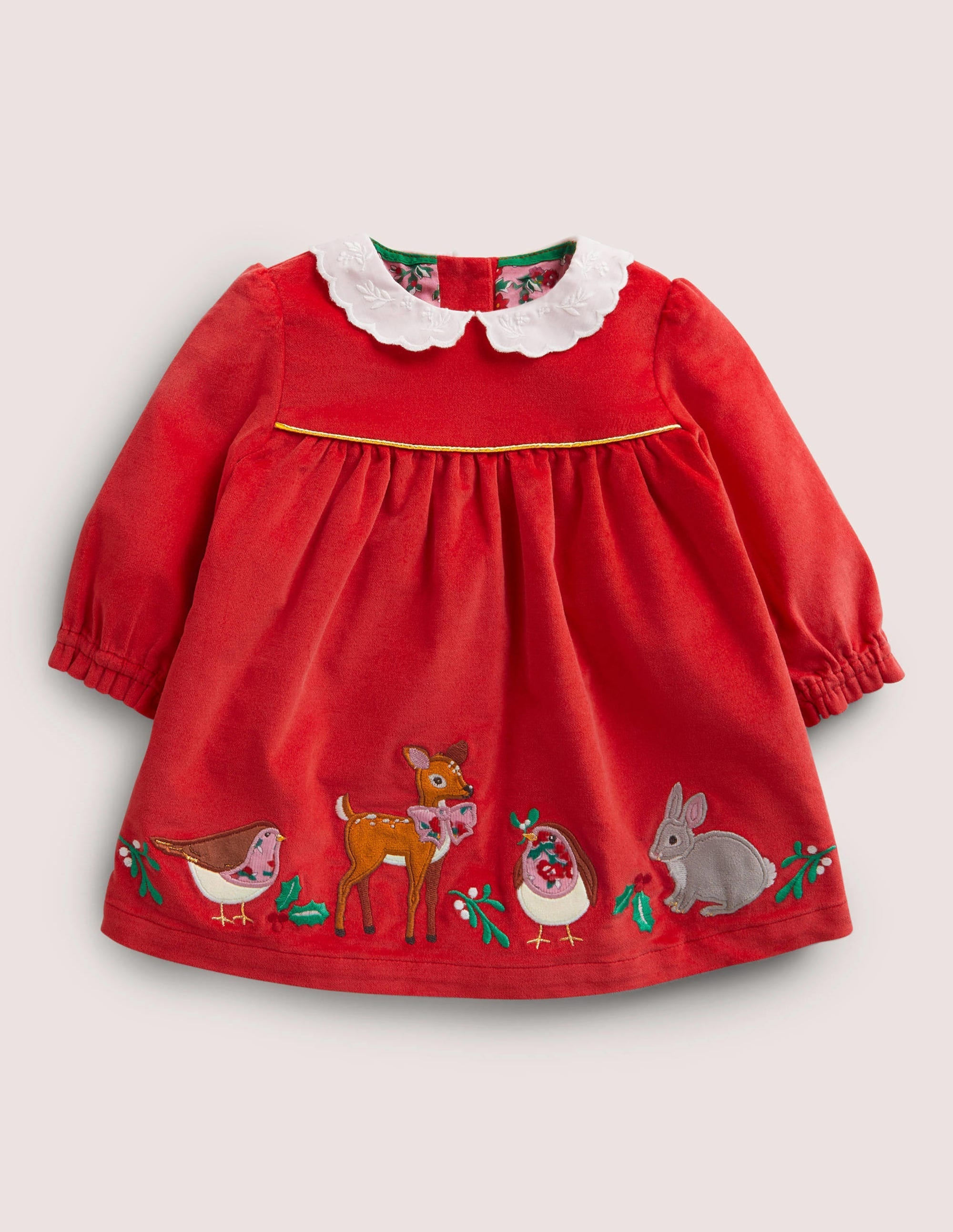 Red Animal Appliqué Velvet Dress-Rockabilly Red Animals - Image 1