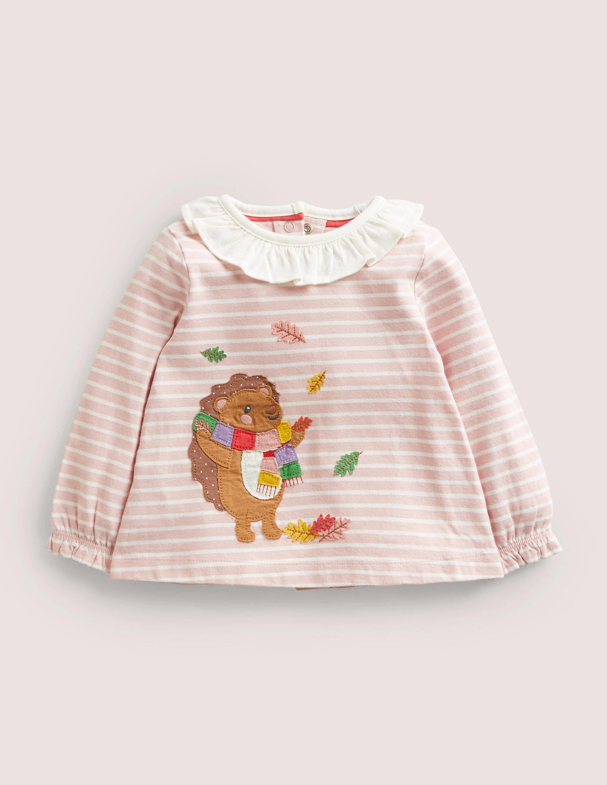Appliqué Graphic T-Shirt-Boto Pink/Ivory Hedgehog - Image 1