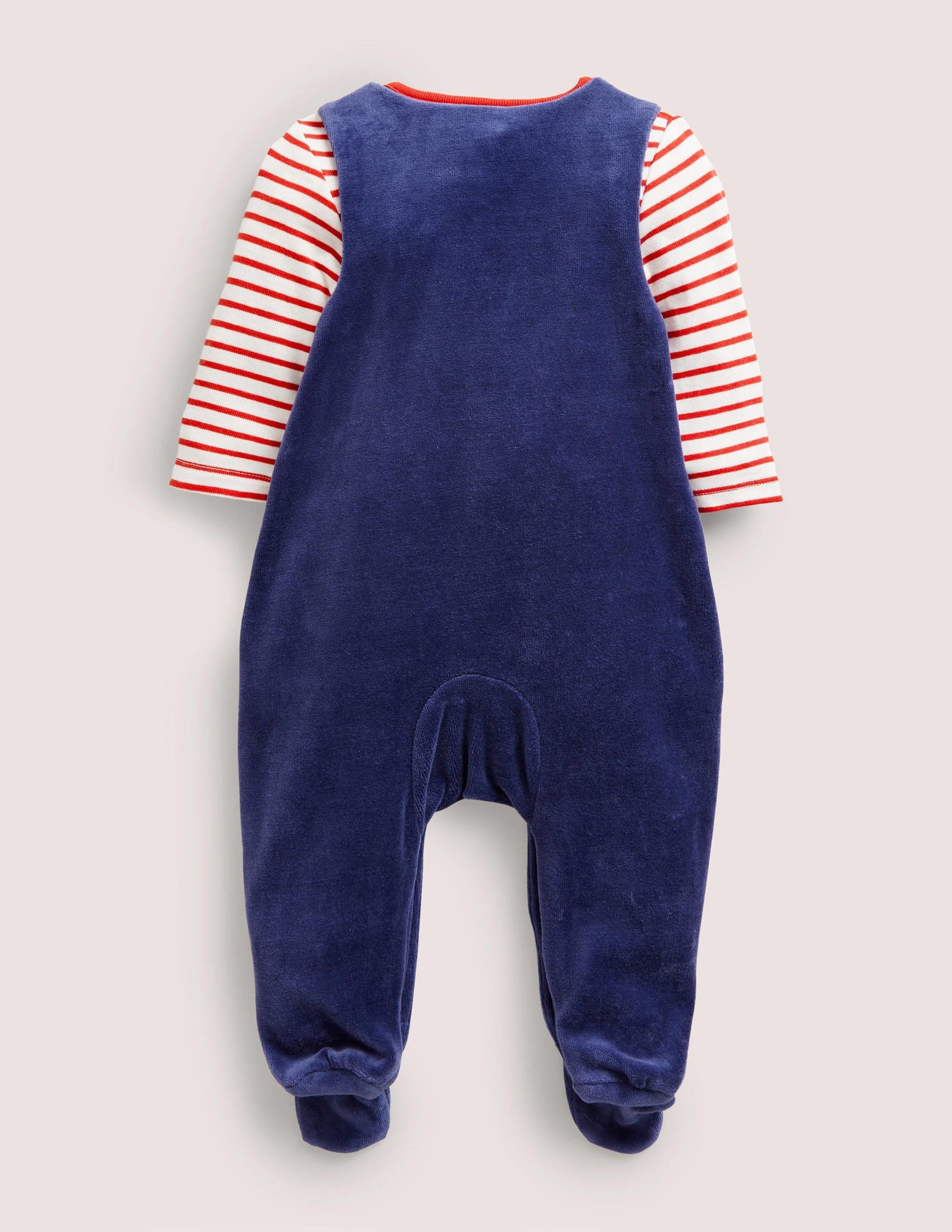 Velour Dungaree Set-Starboard Blue Christmas-2