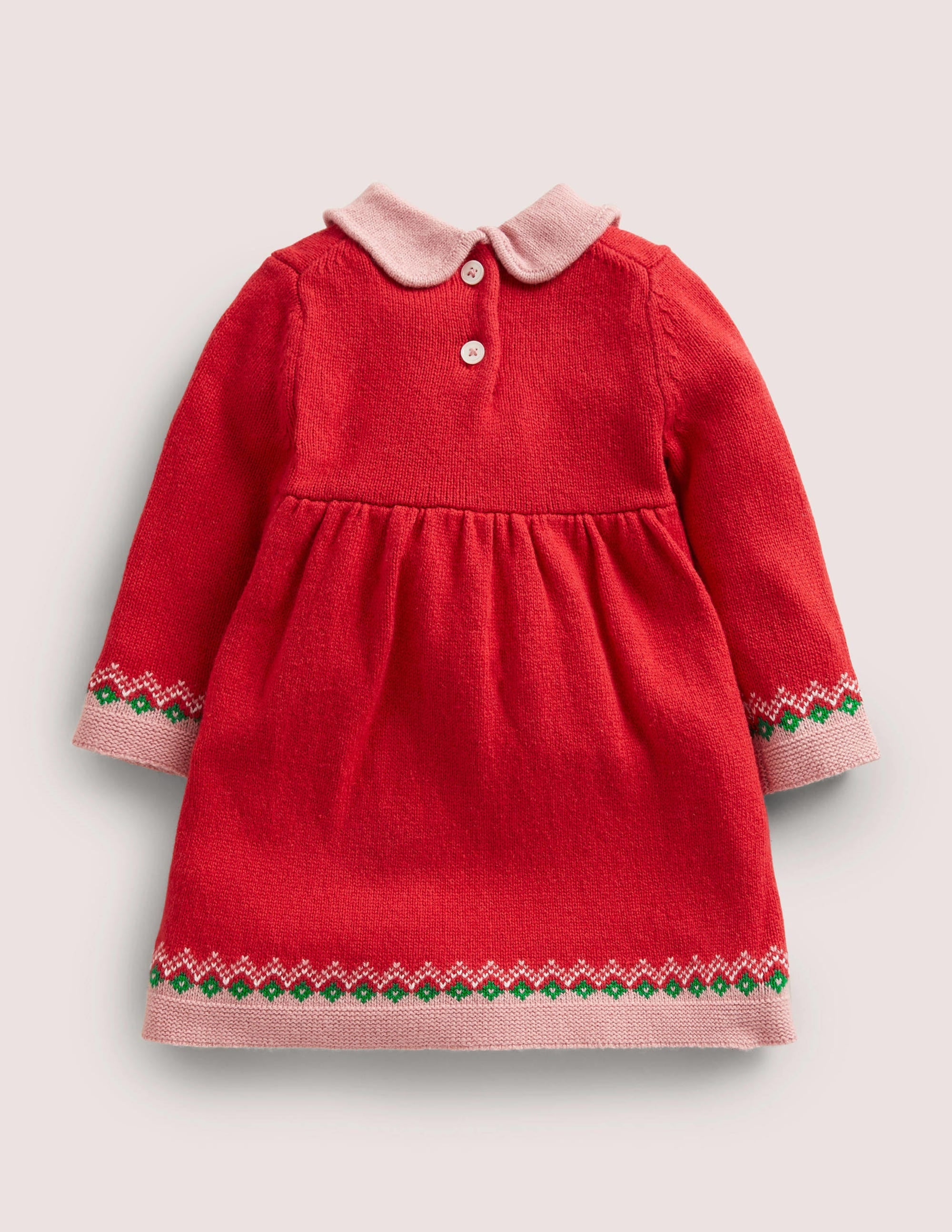 Red Reindeer Knitted Christmas Dress-Rockabilly Red Reindeers - Image 2