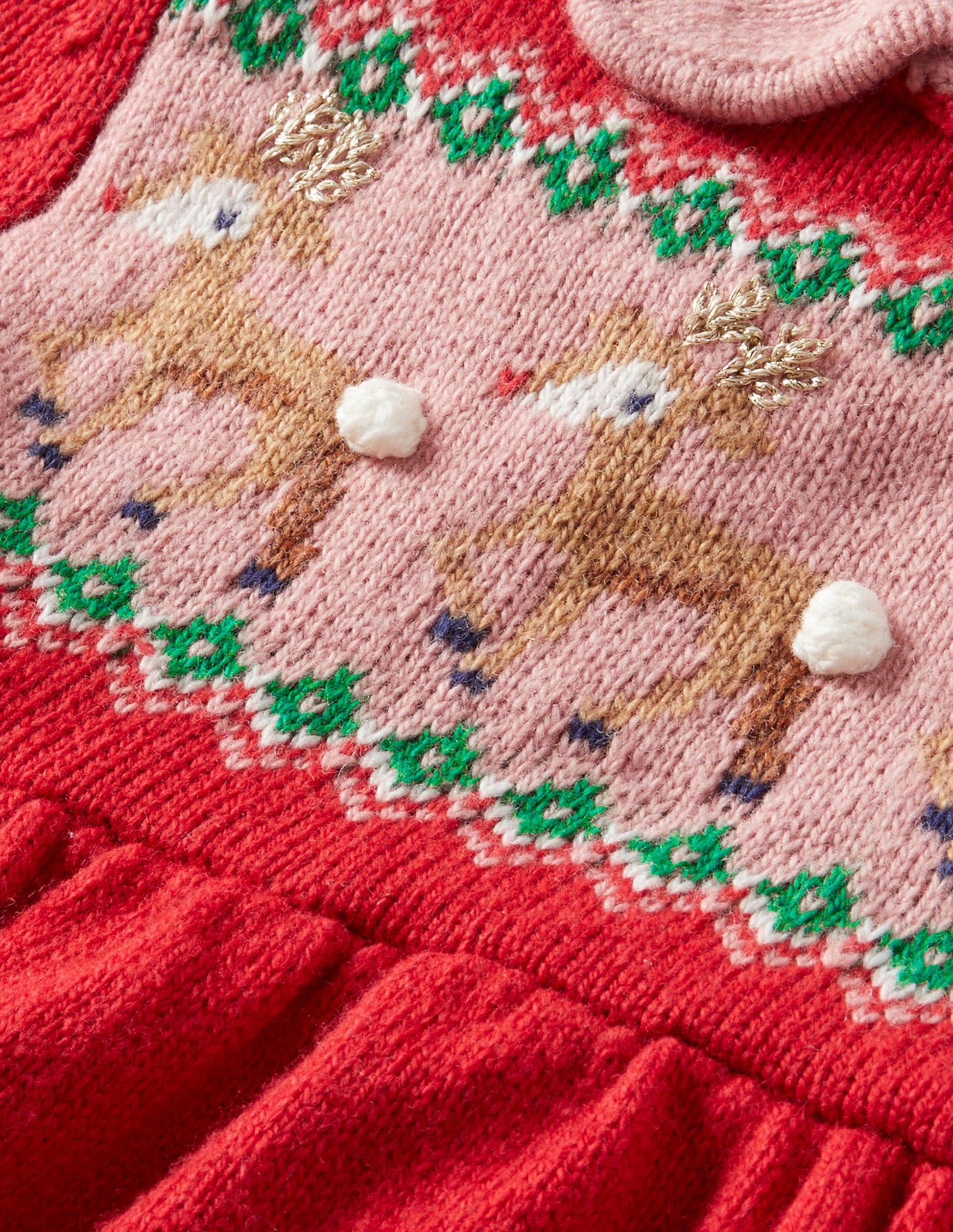 Red Reindeer Knitted Christmas Dress-Rockabilly Red Reindeers-3