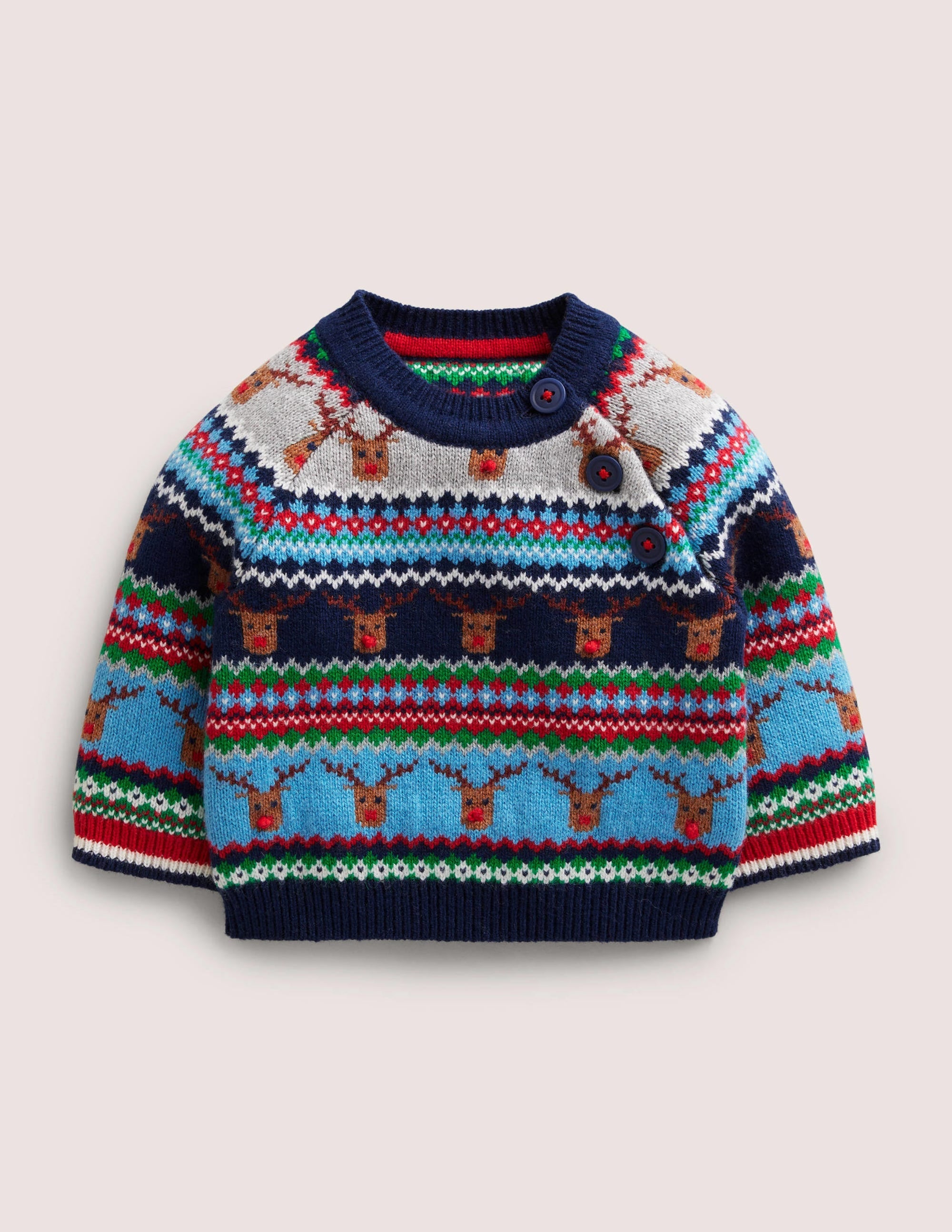 Reindeer Fair Isle Jumper-Grey Marl Reindeers - Image 1