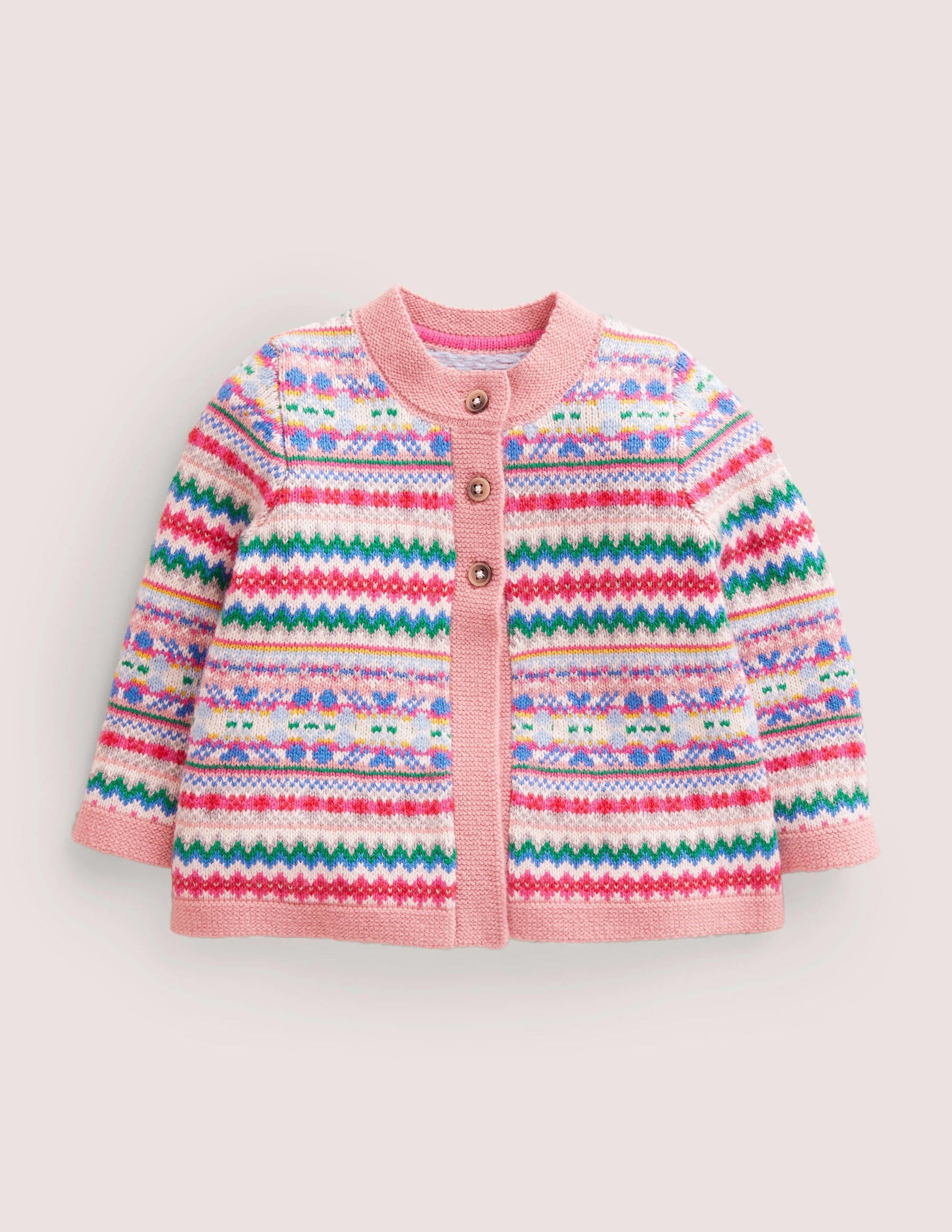 All-over Fair Isle Cardigan-Boto Pink Fair Isle-1