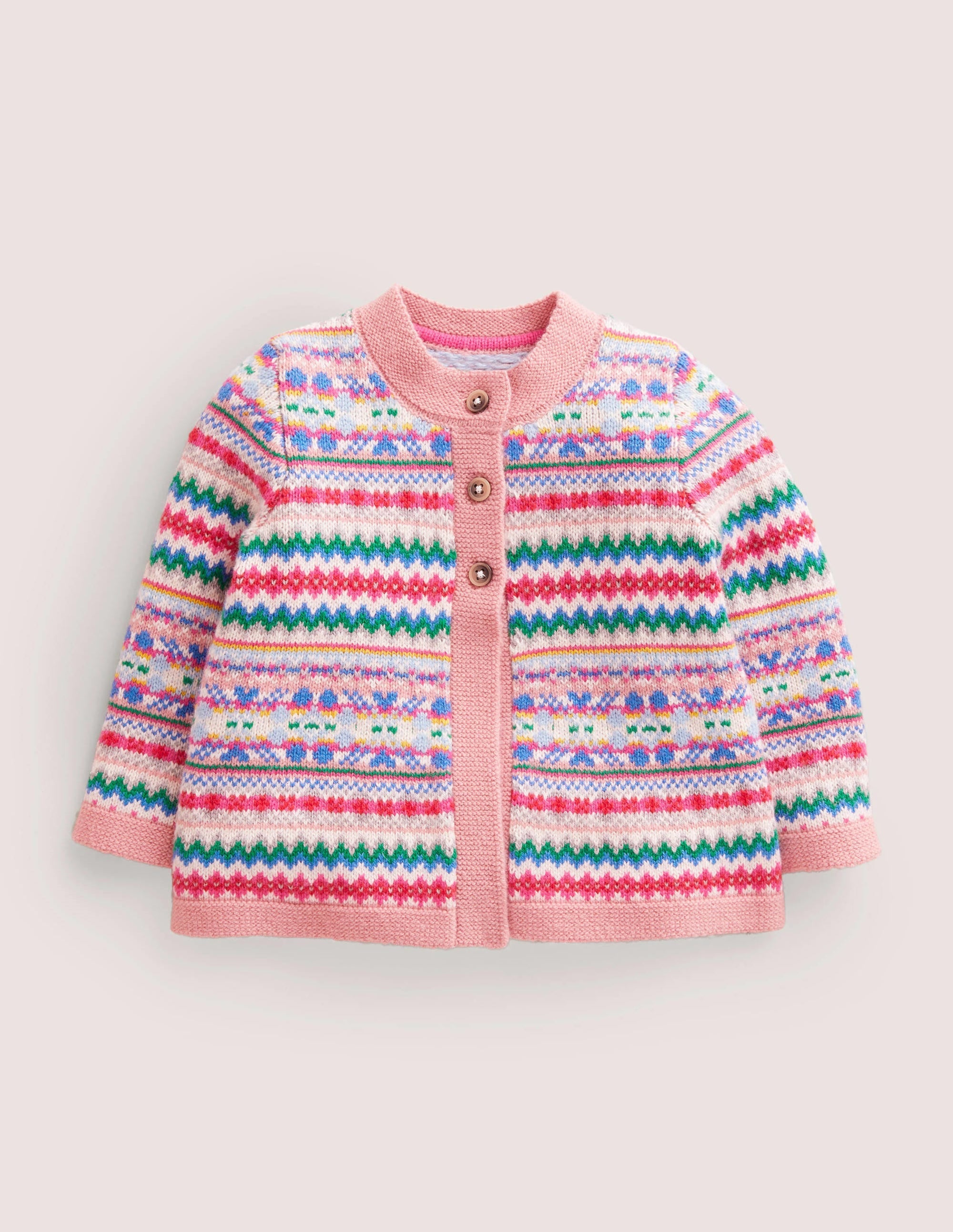 All-over Fair Isle Cardigan-Boto Pink Fair Isle - Image 1