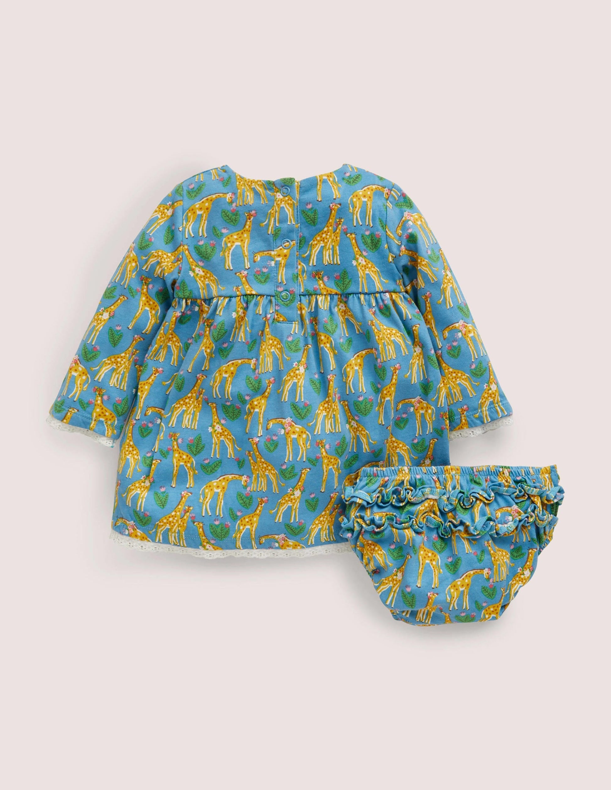 Printed Jersey Dress-Bright Blue Giraffes-2