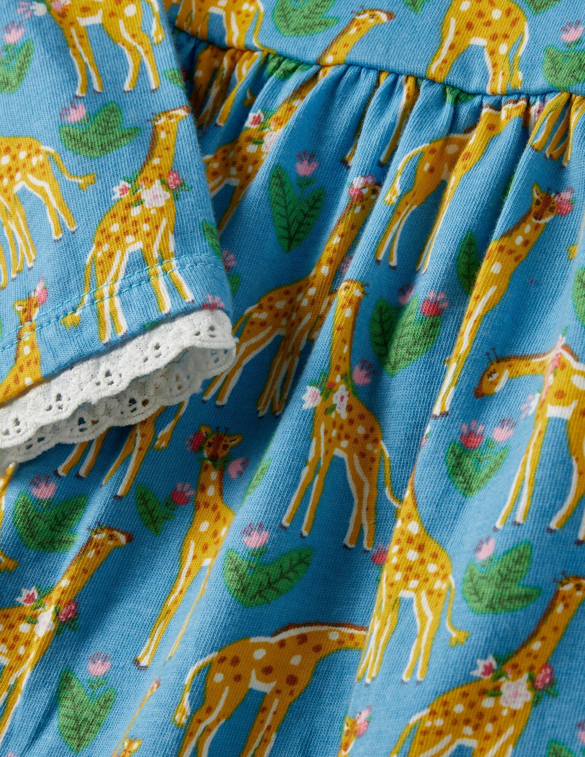 Printed Jersey Dress-Bright Blue Giraffes - Image 3