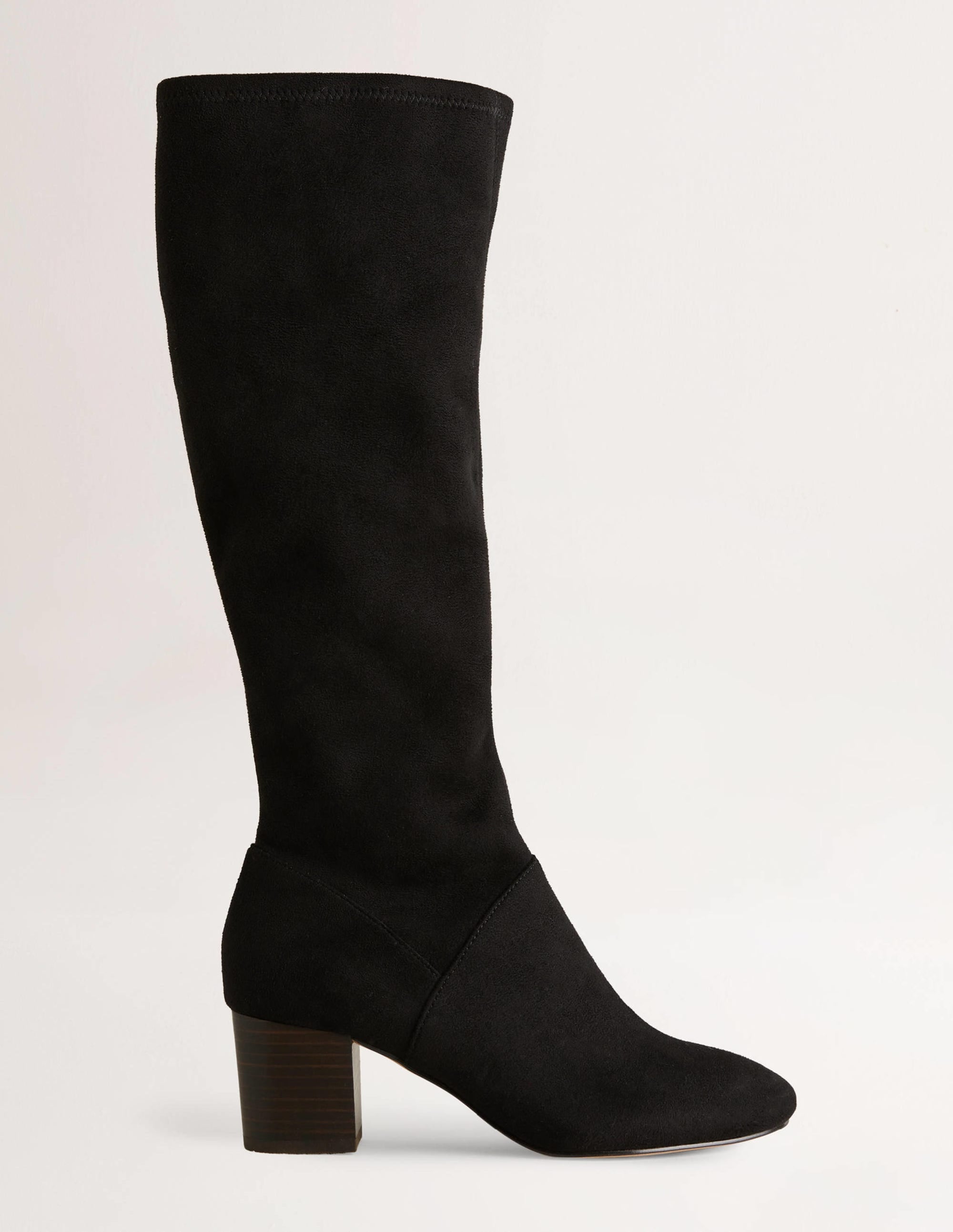Round Toe Stretch Boots-Black - Image 1