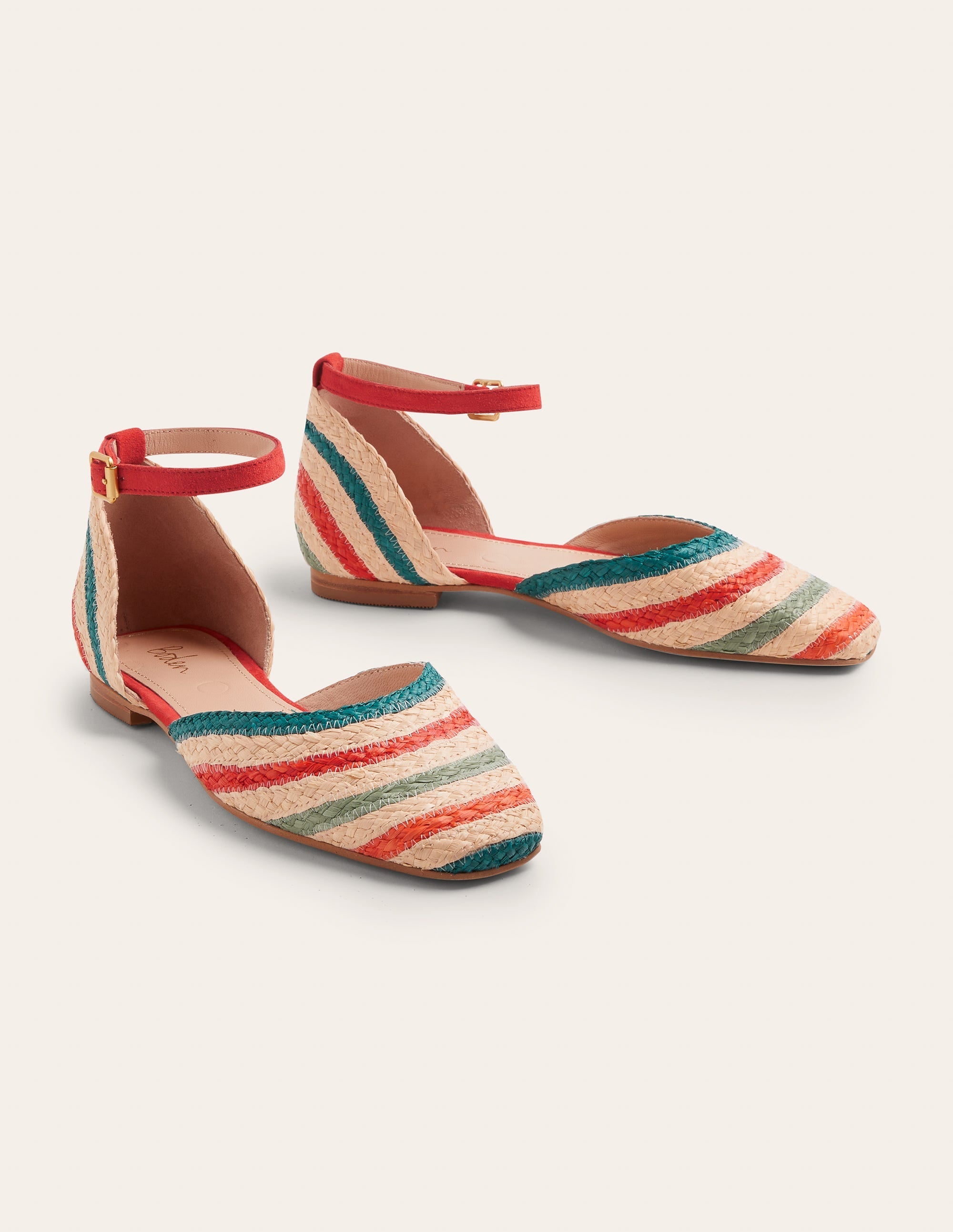 Eva Raffia Ankle Strap Flats-Multi Raffia - Image 1