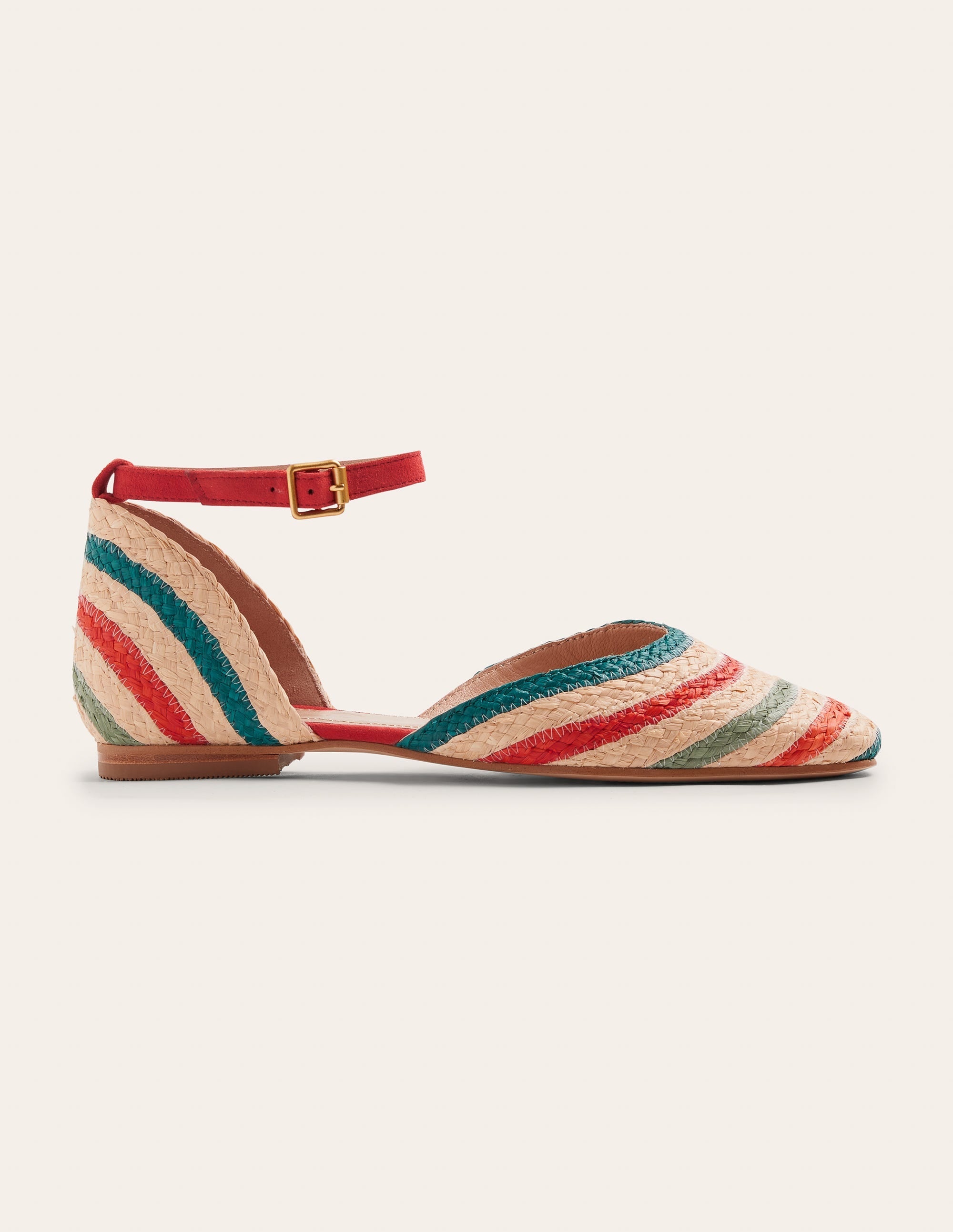Eva Raffia Ankle Strap Flats-Multi Raffia - Image 3