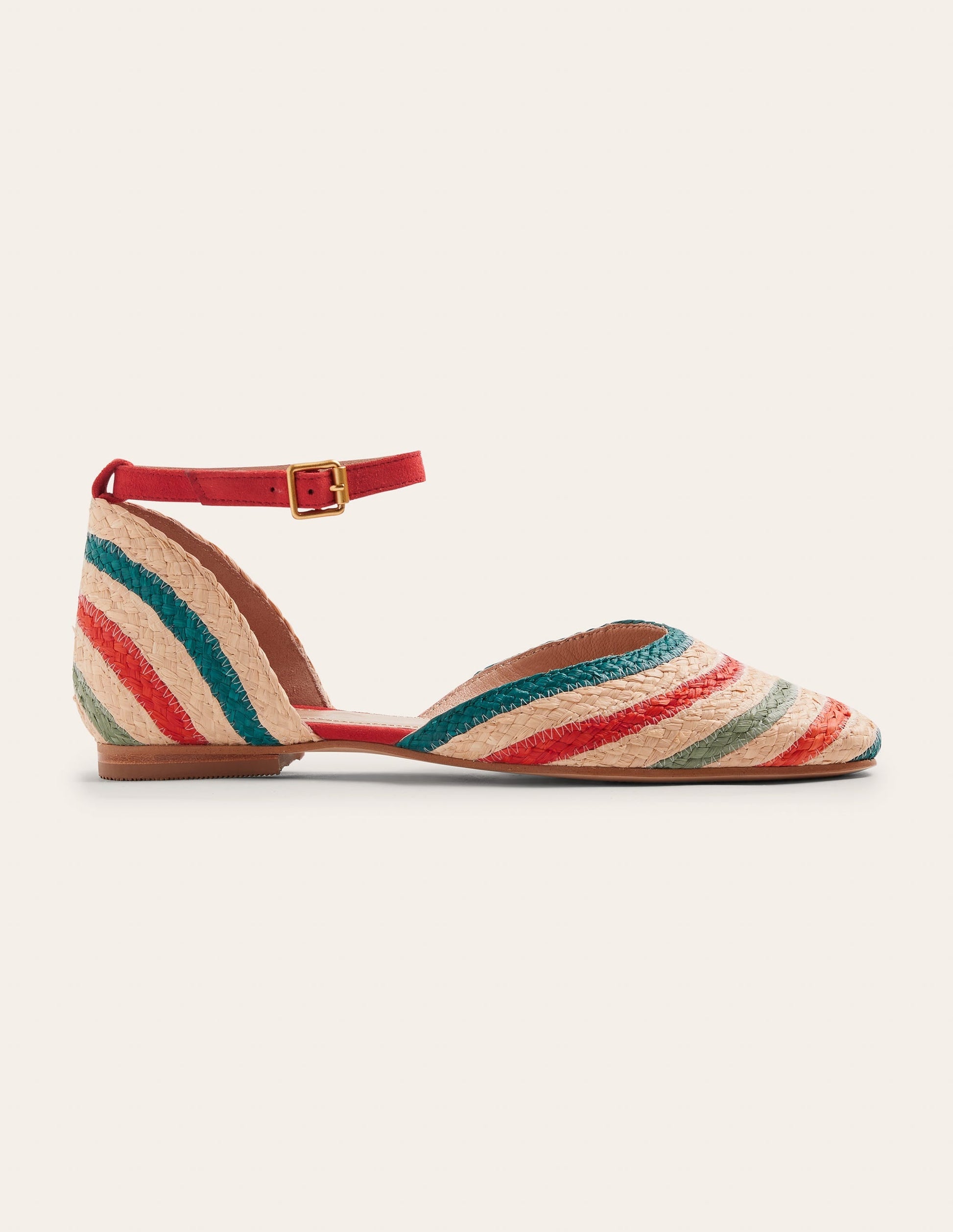 Eva Raffia Ankle Strap Flats-Multi Raffia-5