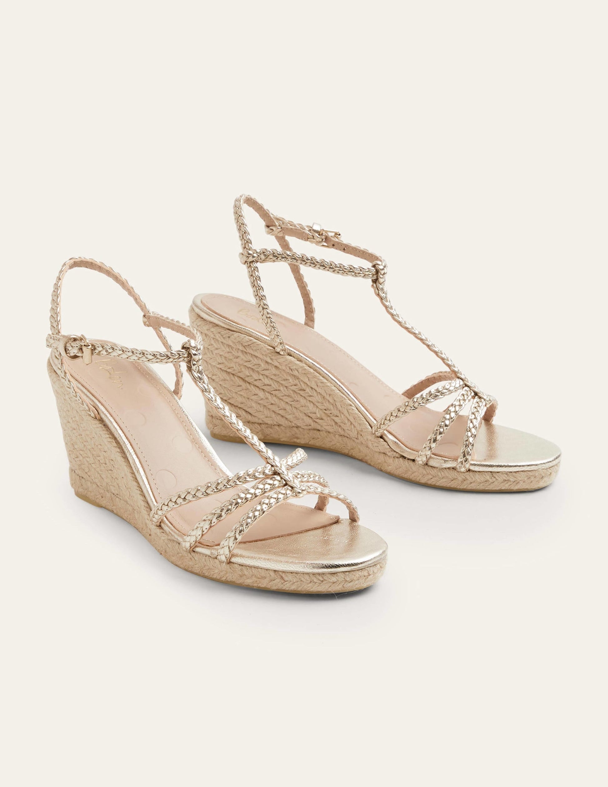 Braided Espadrille Wedges-Pale Gold Metallic-3