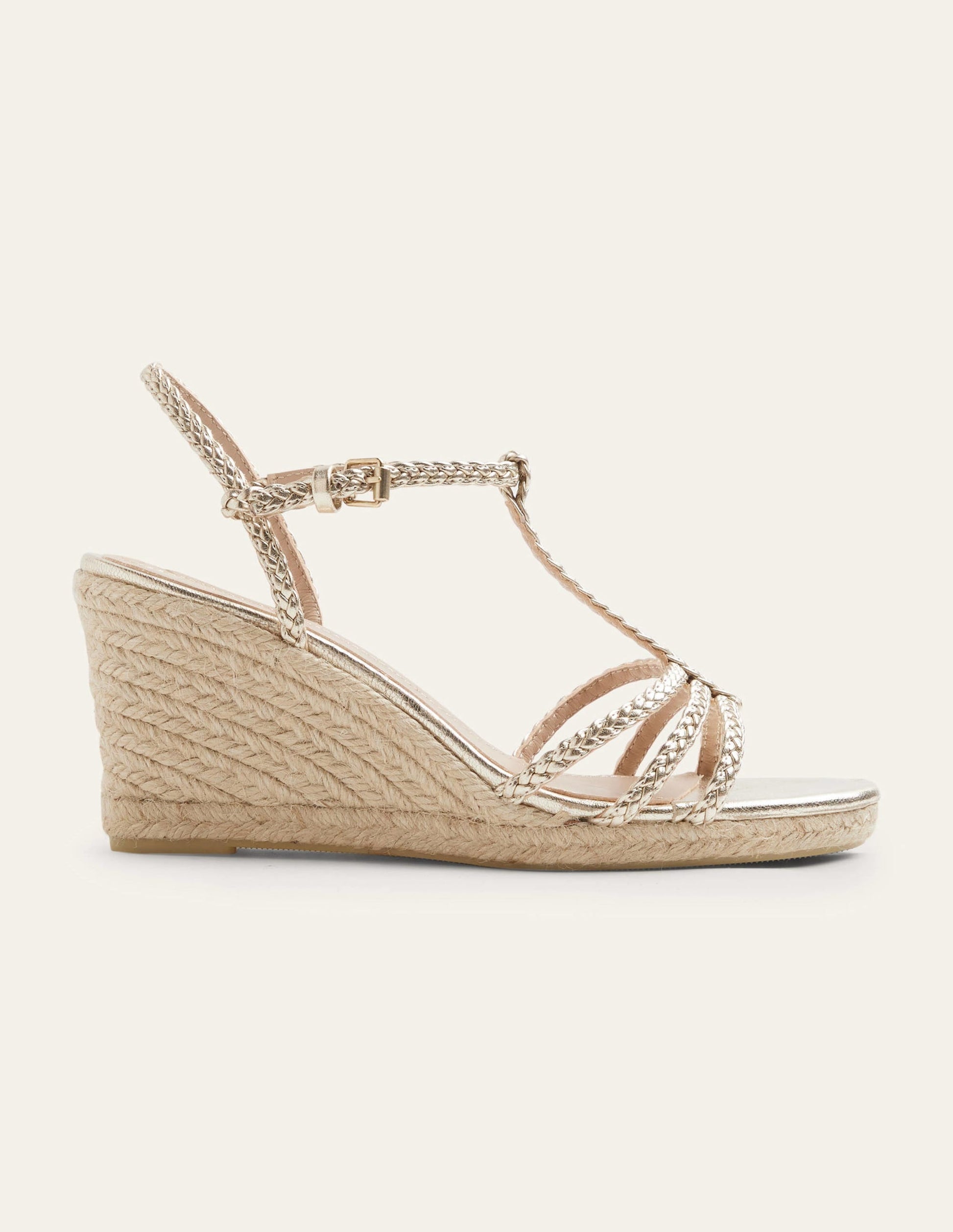Braided Espadrille Wedges-Pale Gold Metallic-4