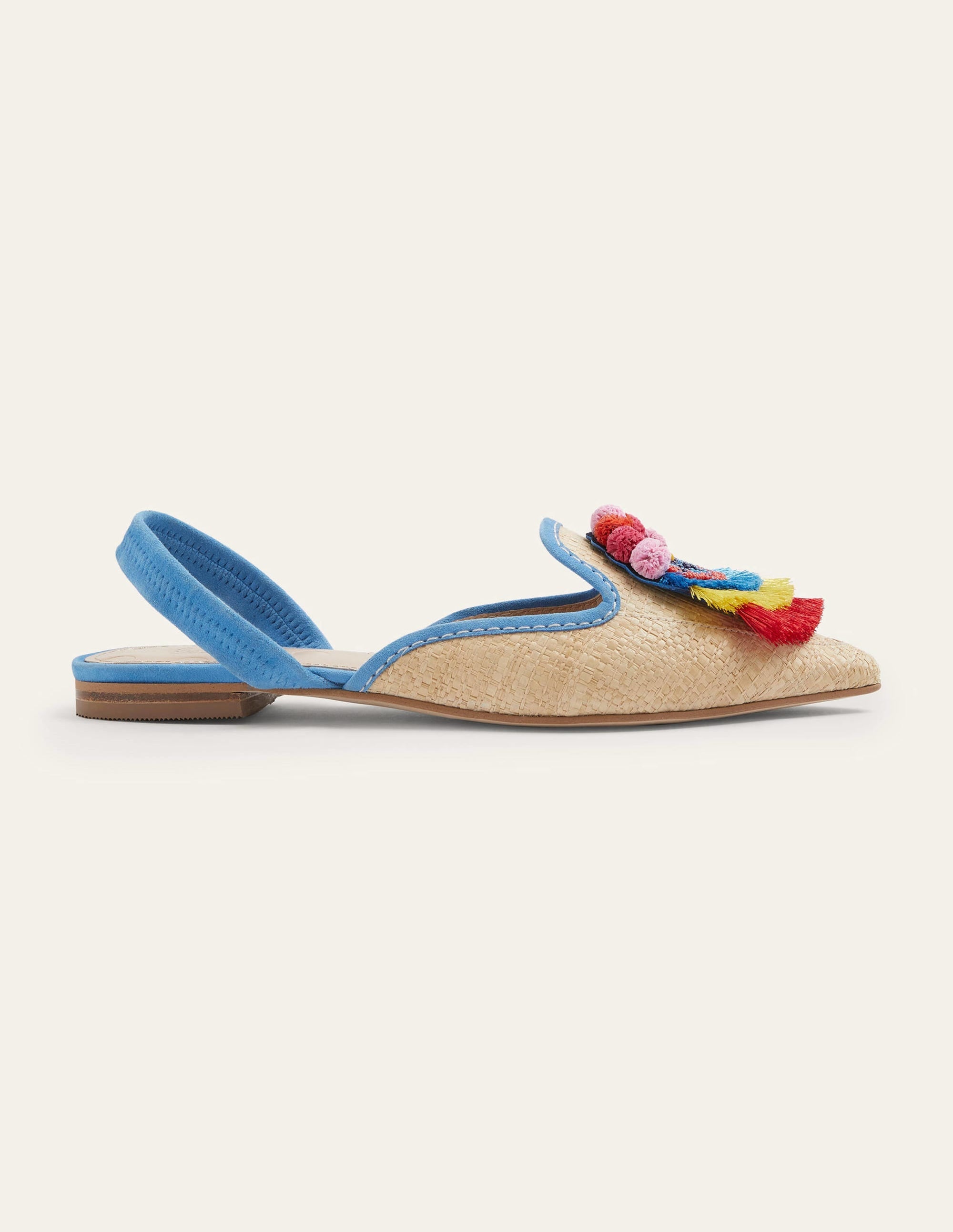 Lily Slingback Flat Sandals-Mosaic Blue, Tassel - Image 5