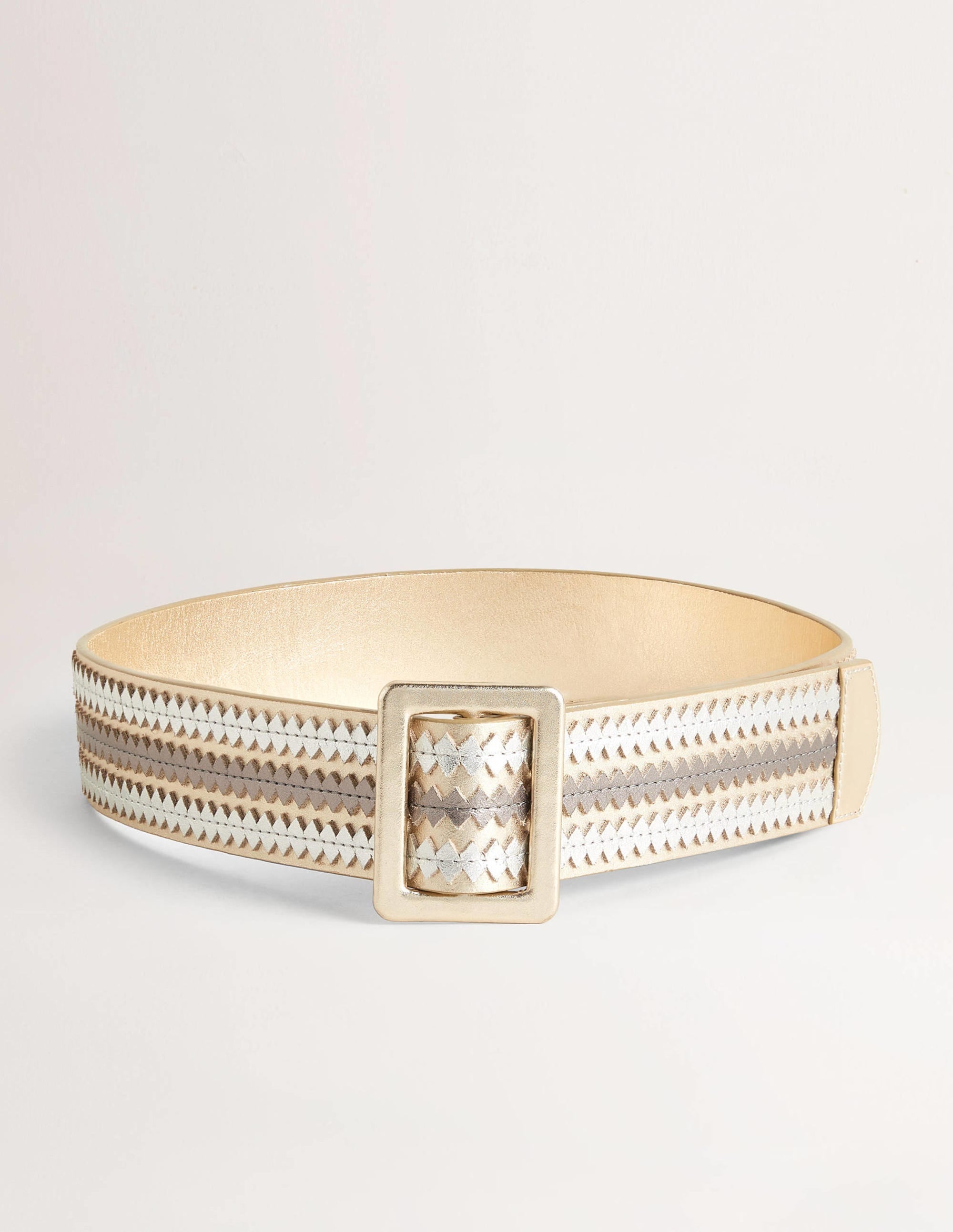 Contrast Stitch Waist Belt-Metallic Gold - Image 1