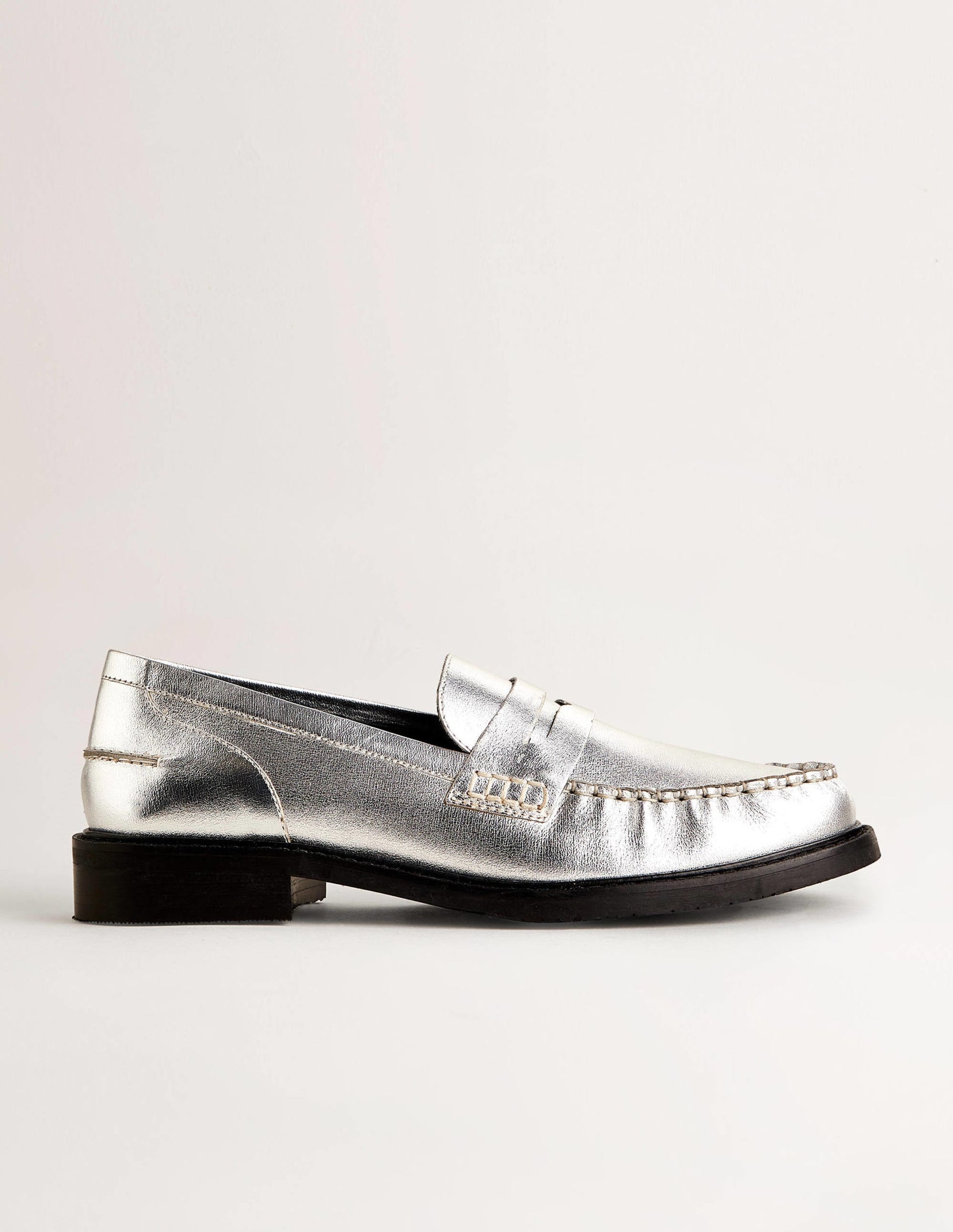 Classic Moccasin Loafers-Silver-2