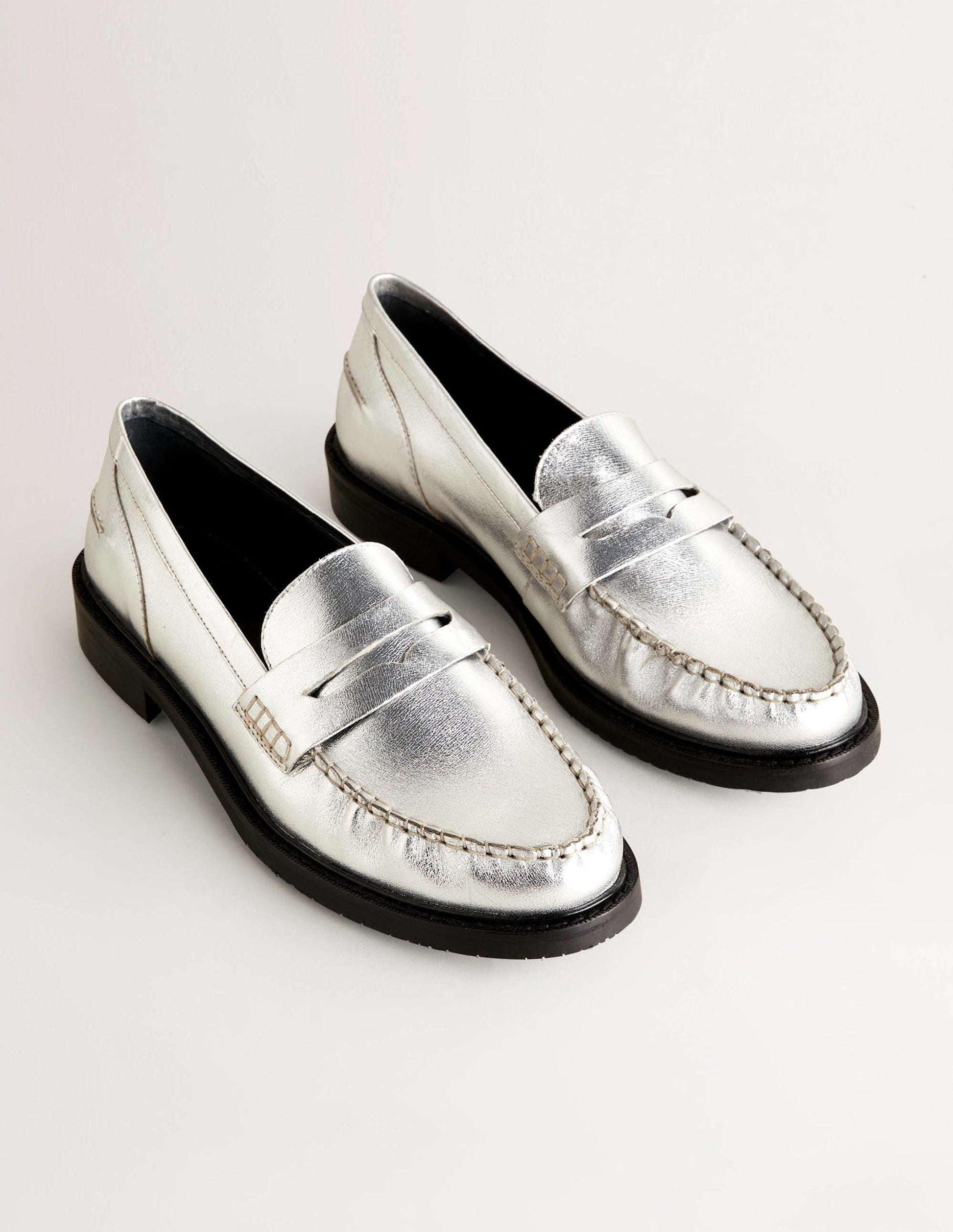 Classic Moccasin Loafers-Silver-3