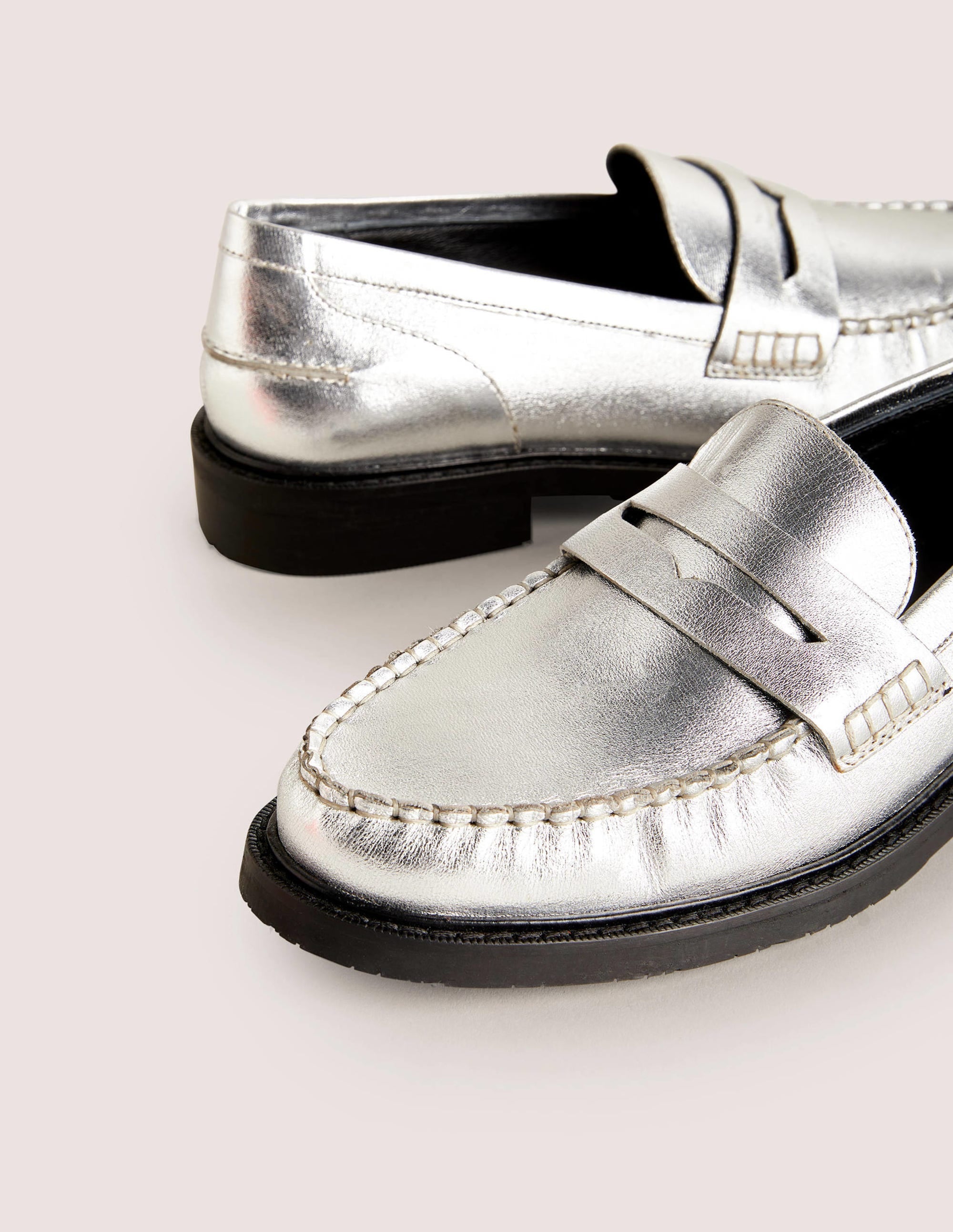 Classic Moccasin Loafers-Silver - Image 4