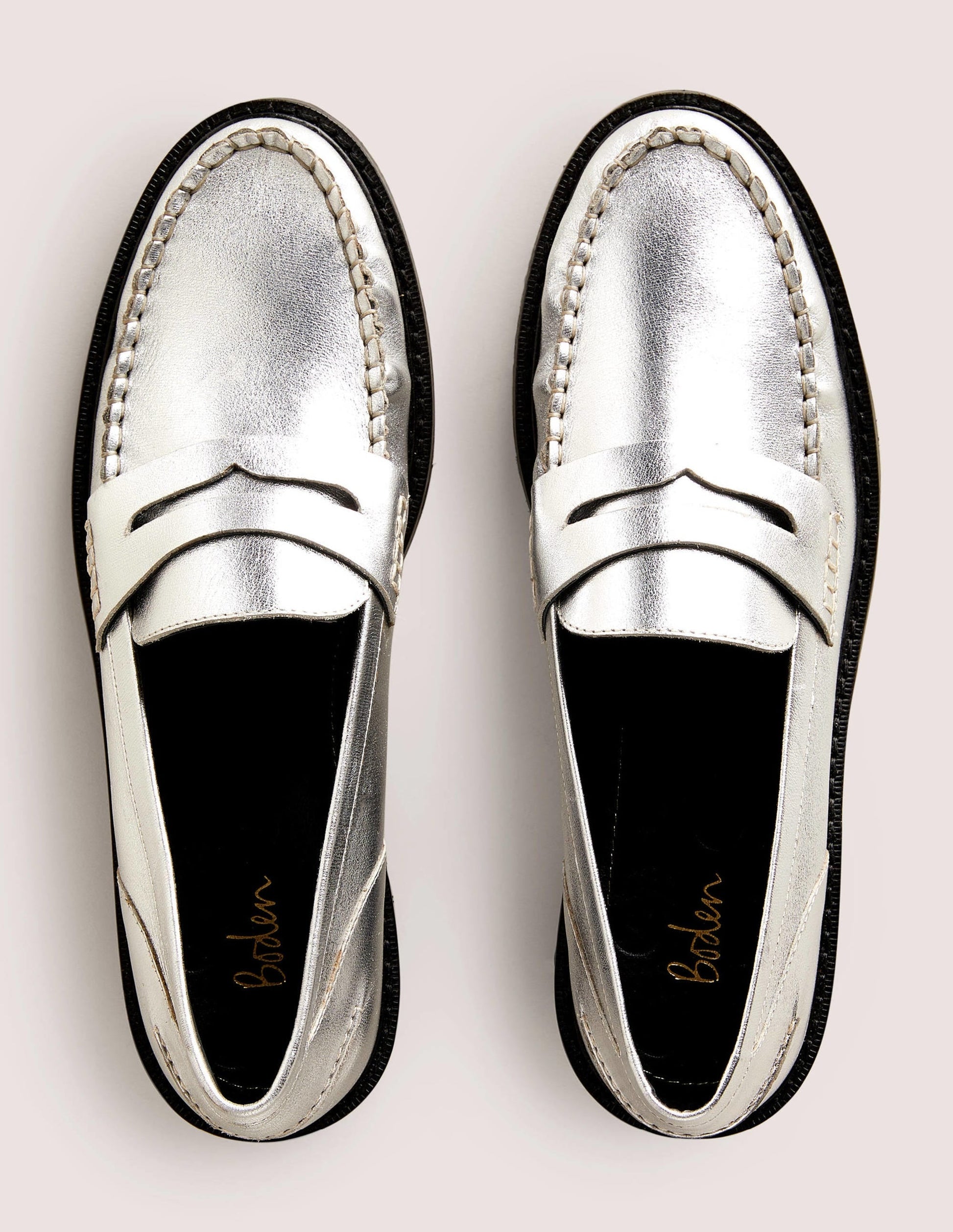 Classic Moccasin Loafers-Silver-5