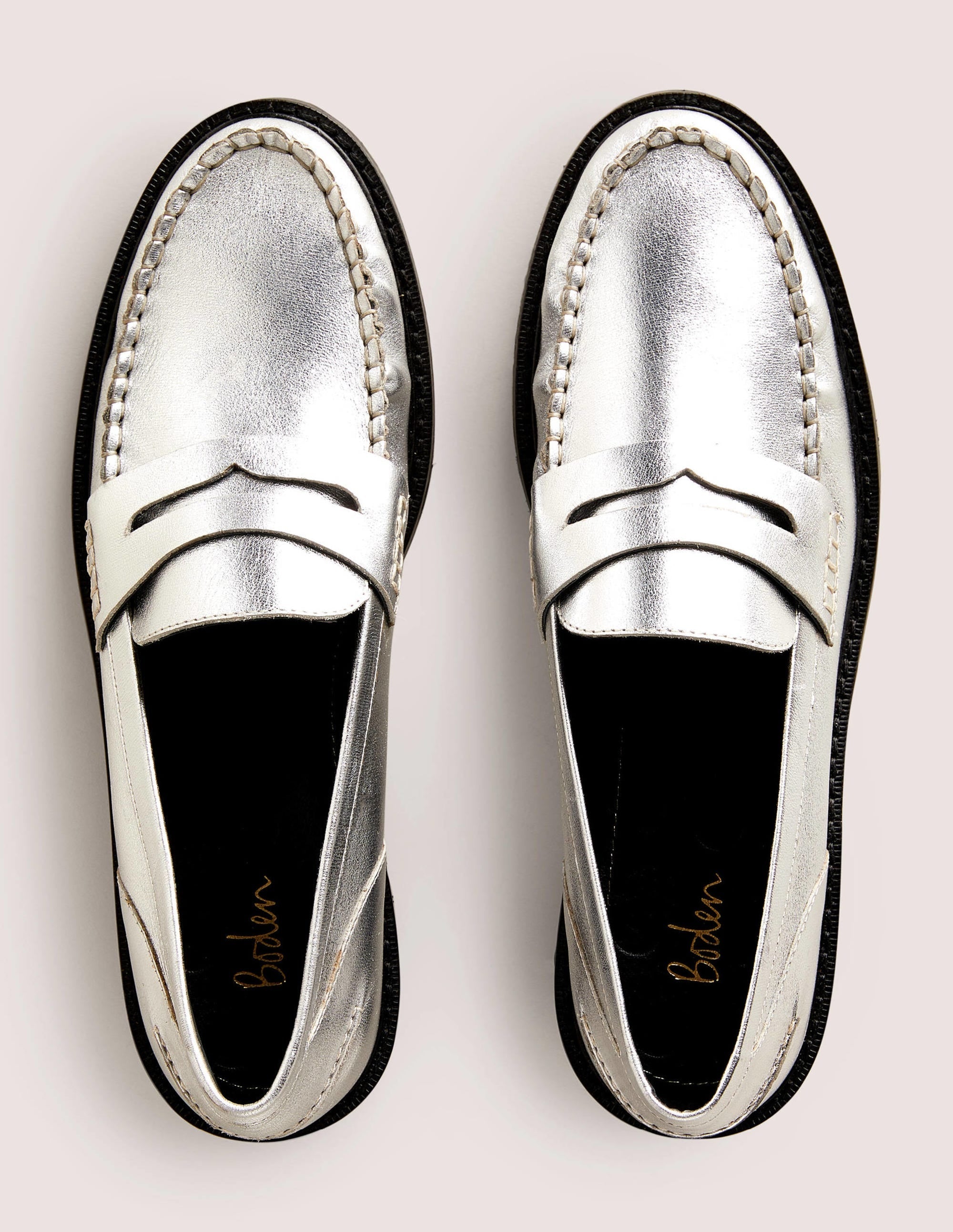Classic Moccasin Loafers-Silver - Image 5