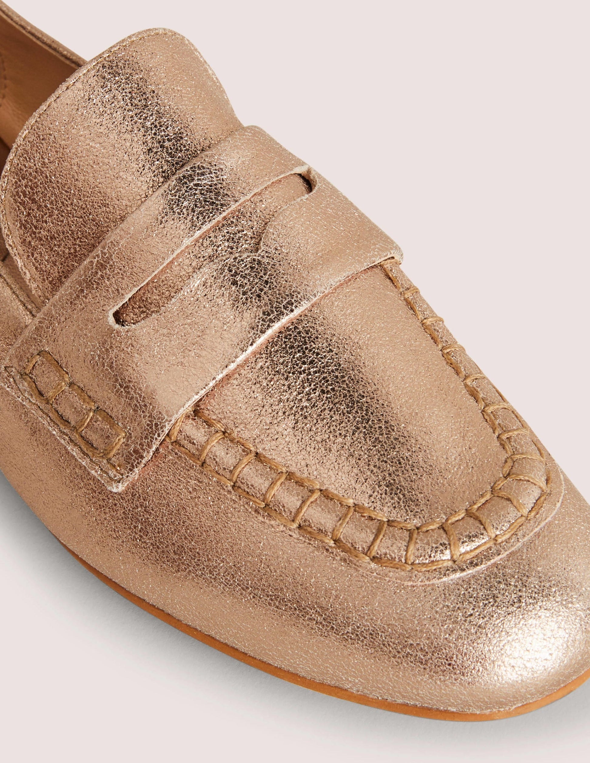 Suede Penny Loafers-Gold Metallic-3