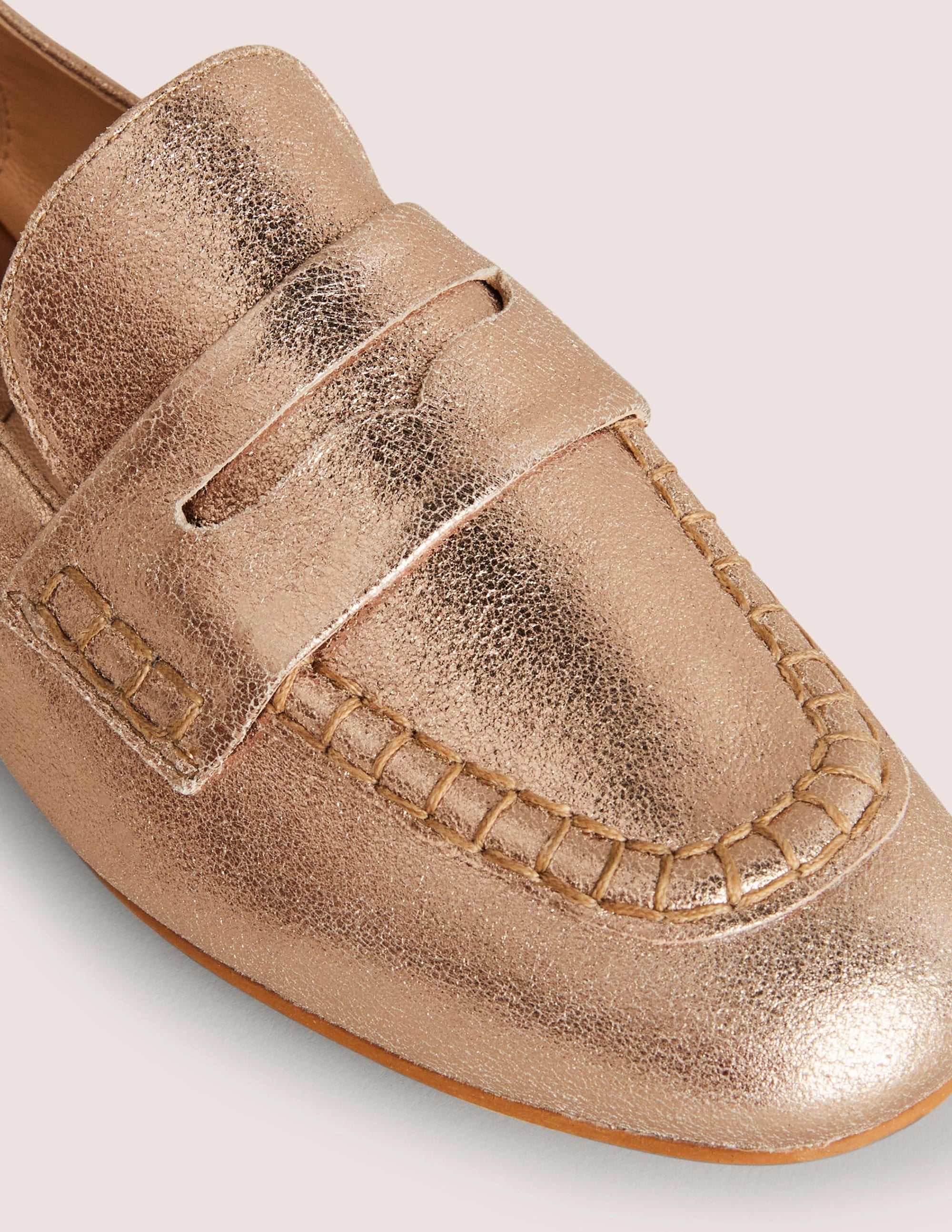 Suede Penny Loafers-Gold Metallic - Image 3