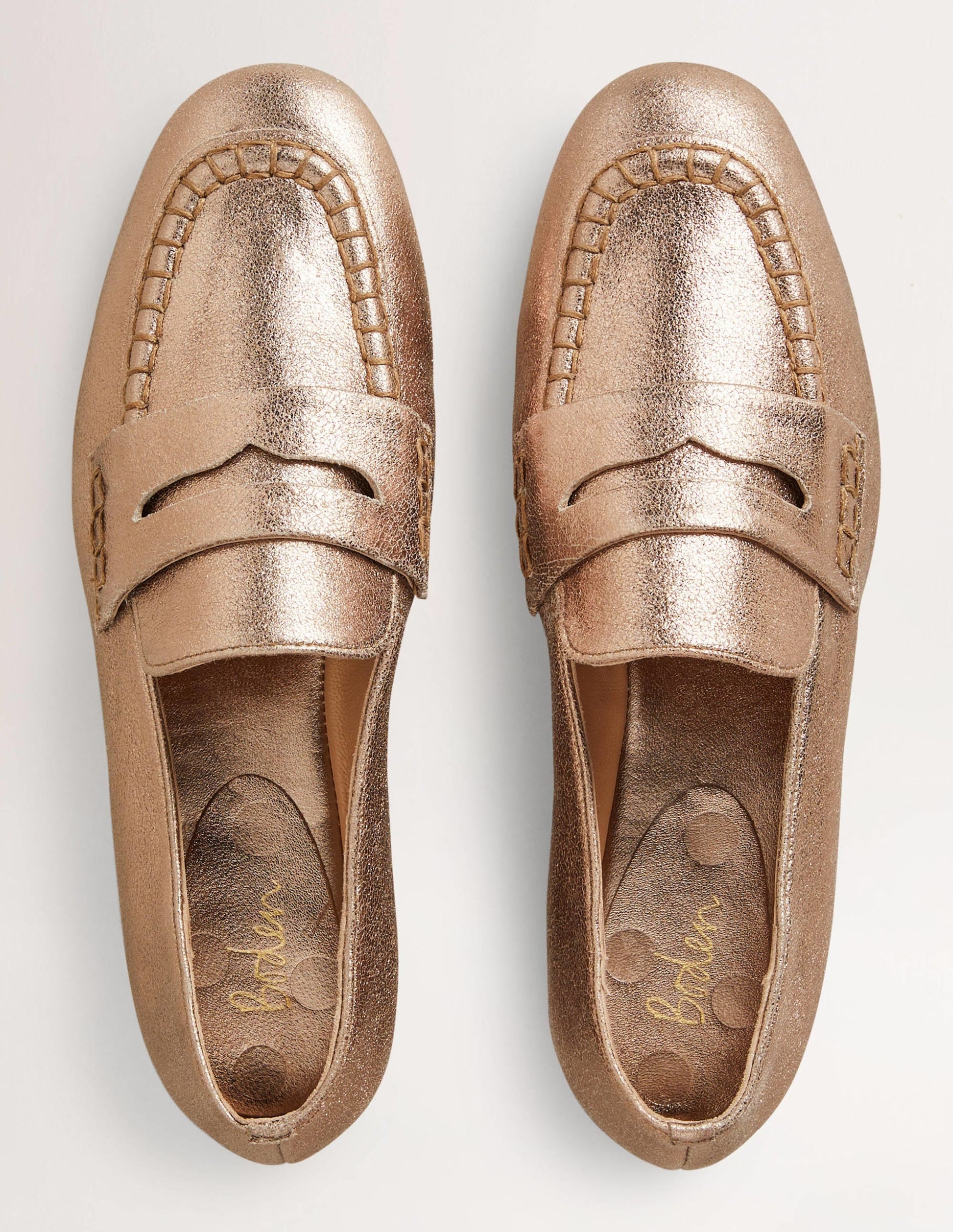 Suede Penny Loafers-Gold Metallic-4
