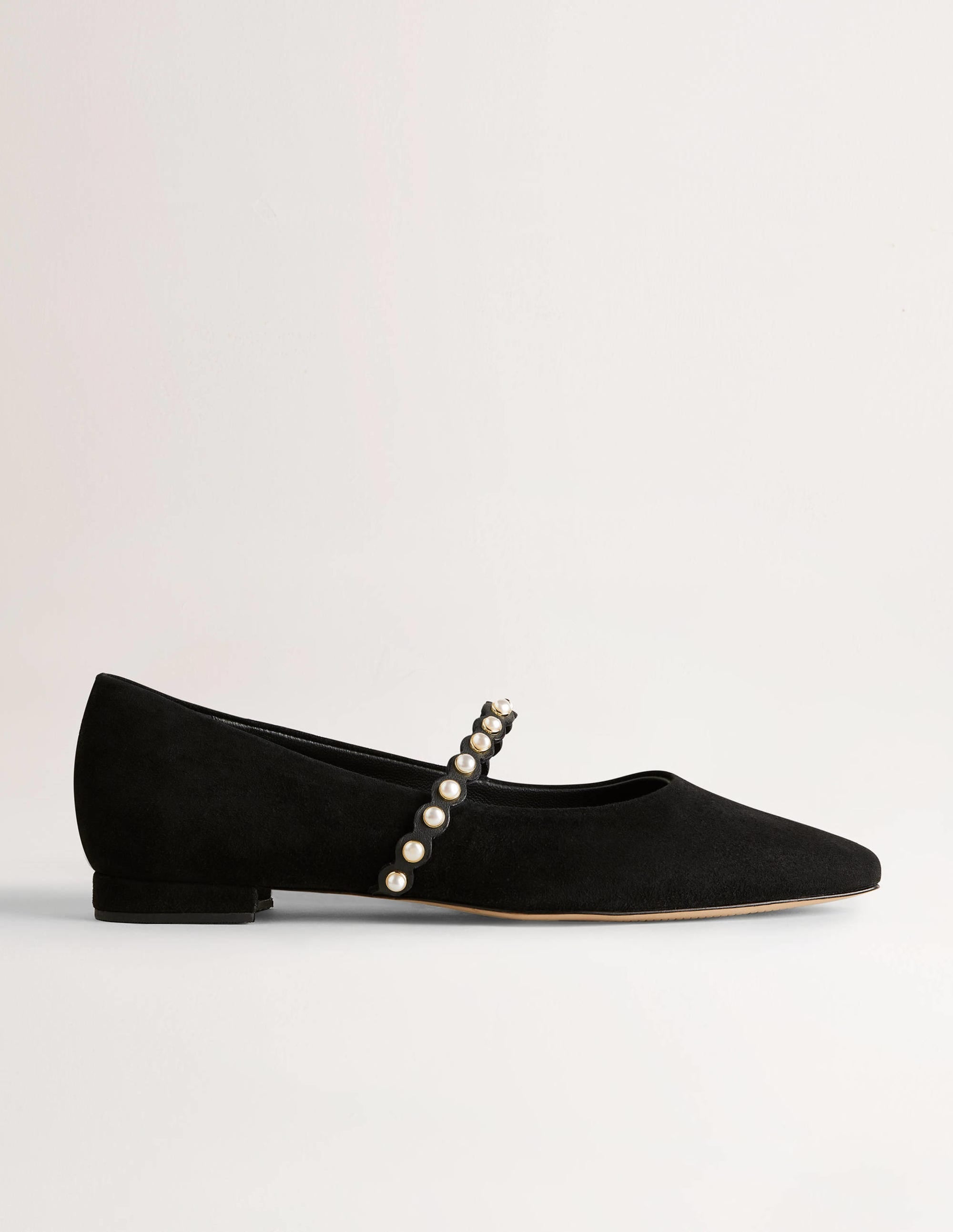 Pearl Strap Ballerina Flats-Black - Image 2