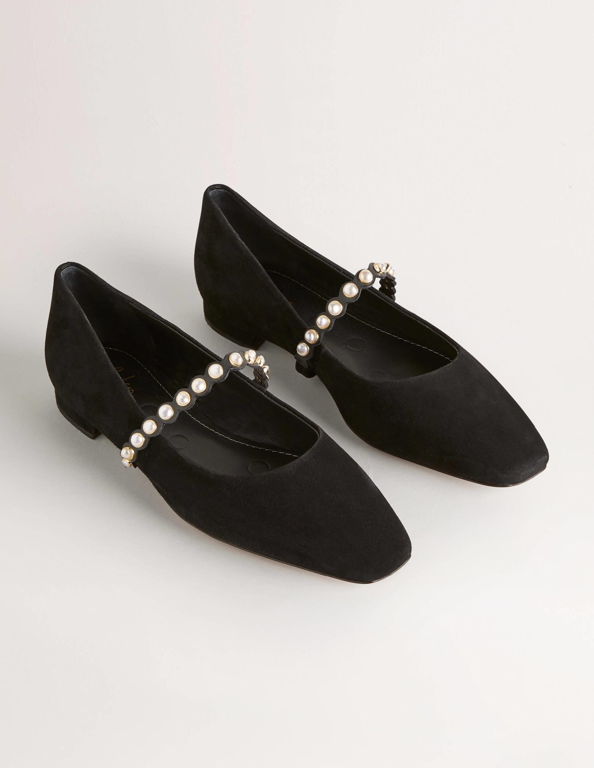 Pearl Strap Ballerina Flats-Black - Image 3