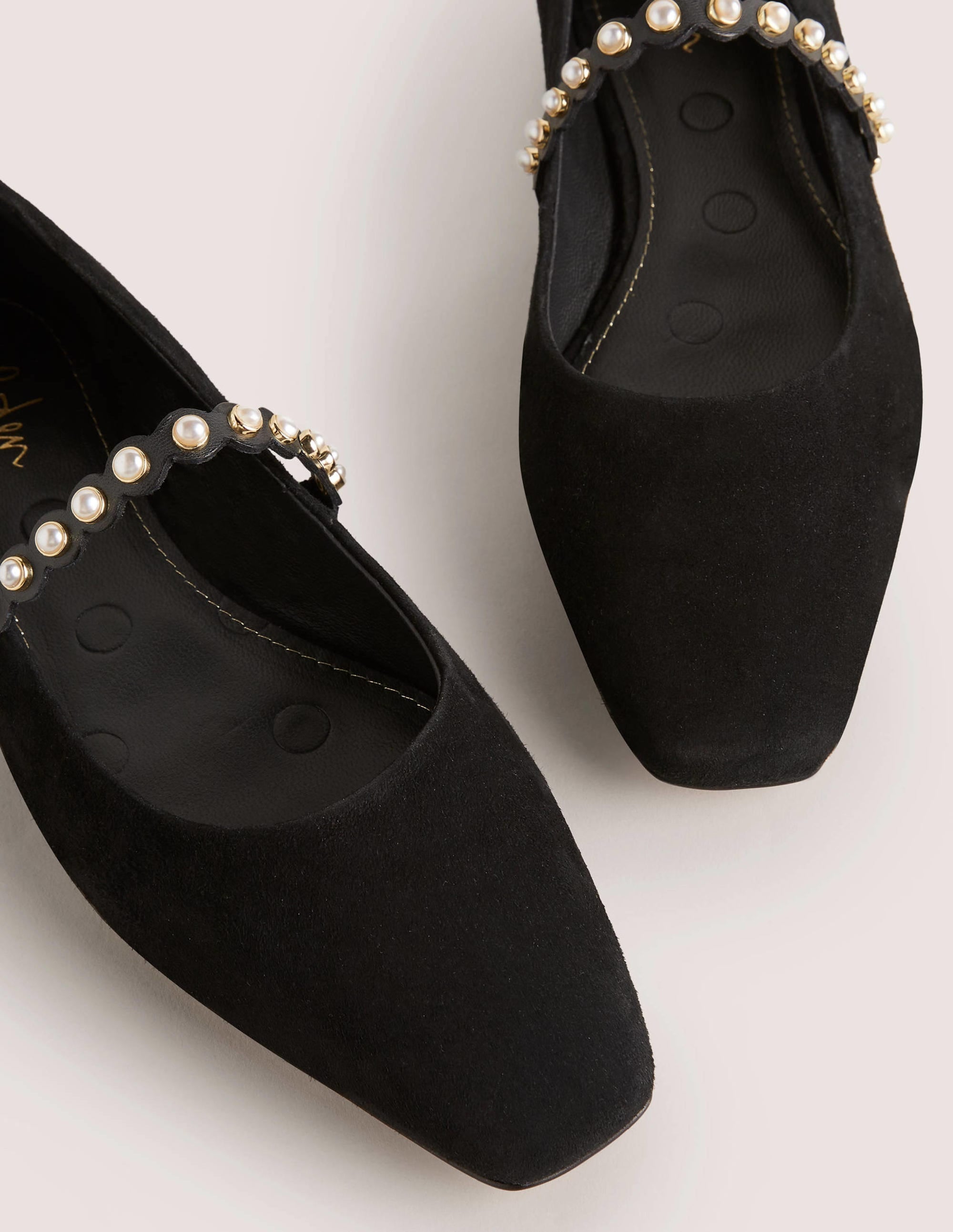 Pearl Strap Ballerina Flats-Black - Image 4