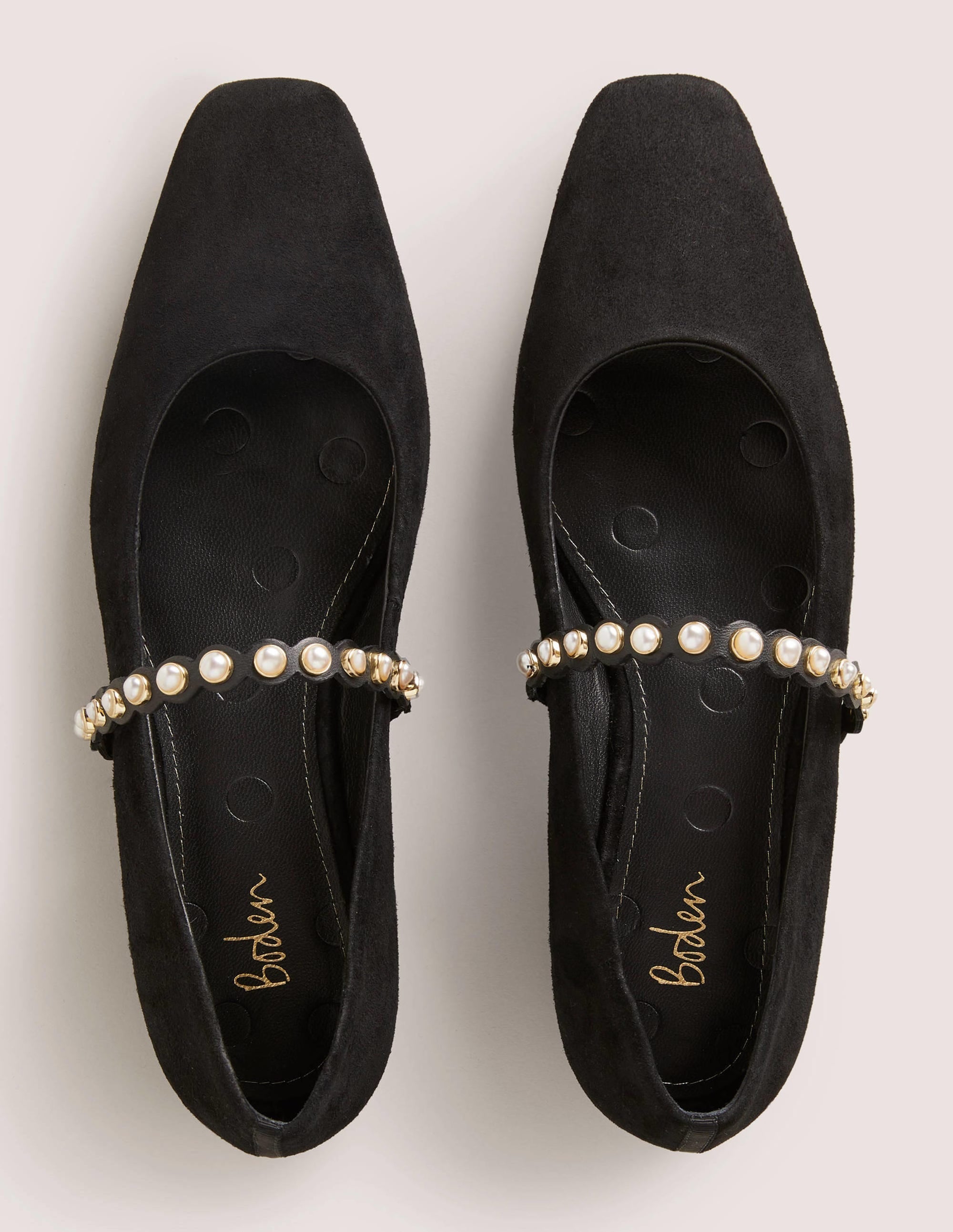 Pearl Strap Ballerina Flats-Black - Image 5