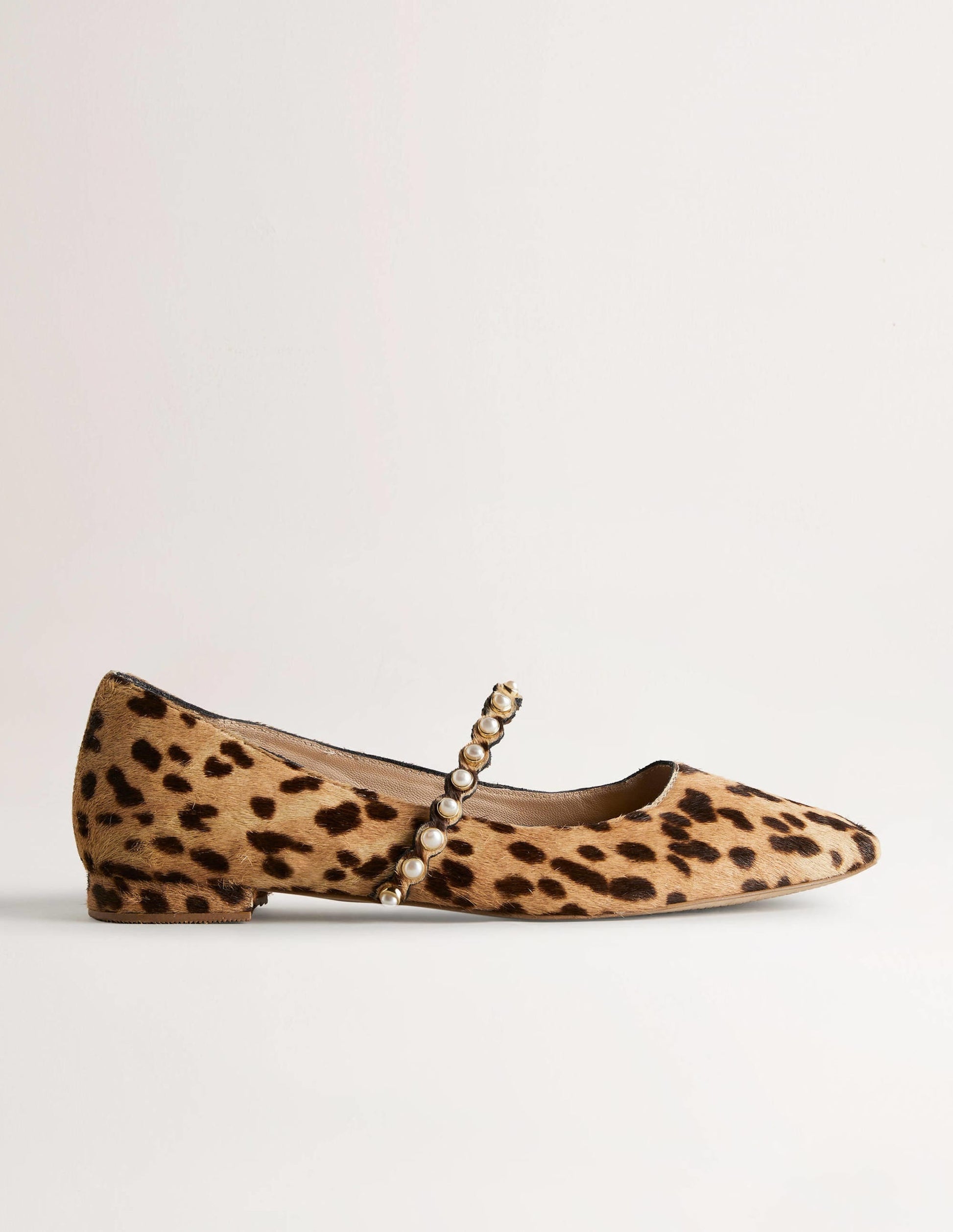 Pearl Strap Ballerina Flats-Cheetah-2