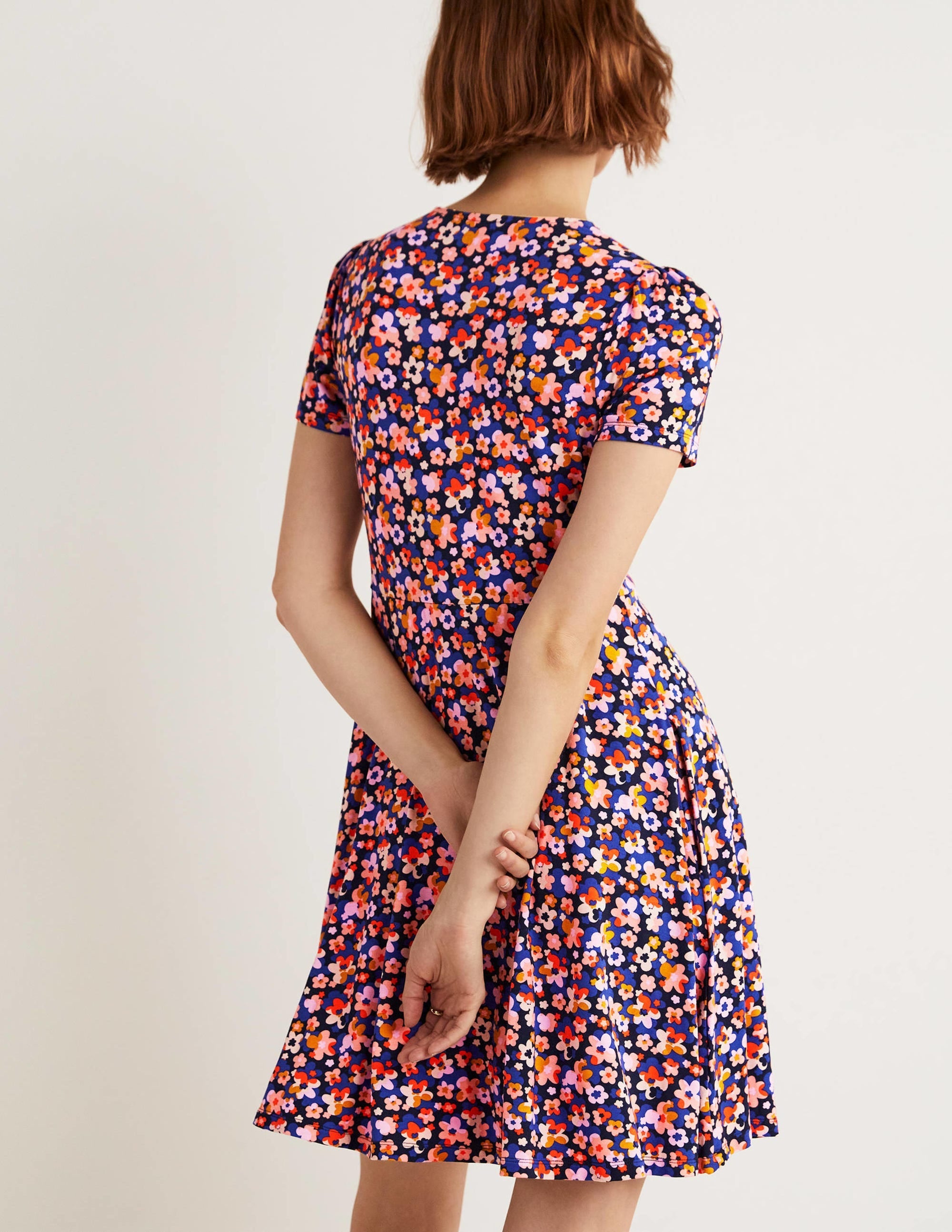 Crew Neck Jersey Dress-French Navy, Abstract Cluster - Image 7
