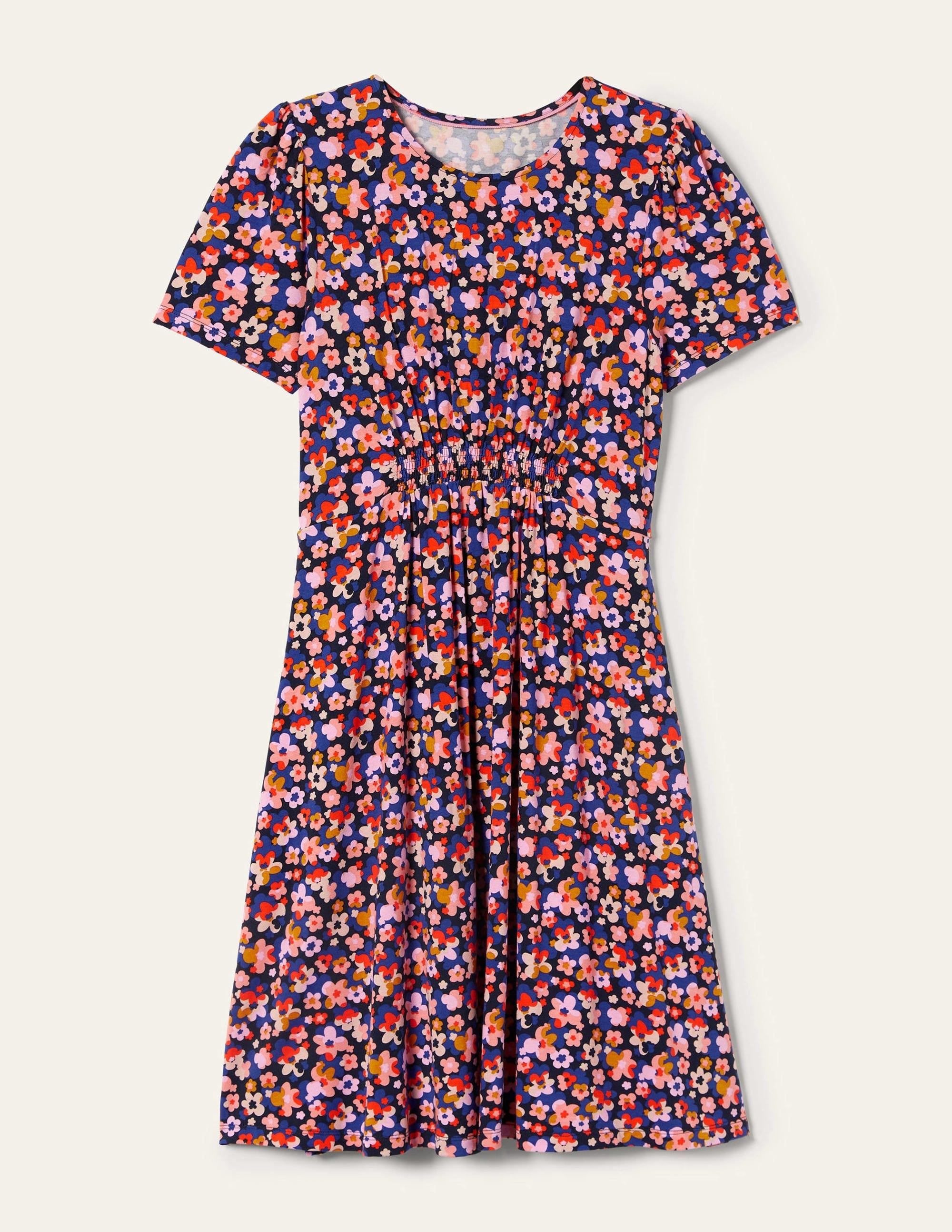 Crew Neck Jersey Dress-French Navy, Abstract Cluster - Image 9