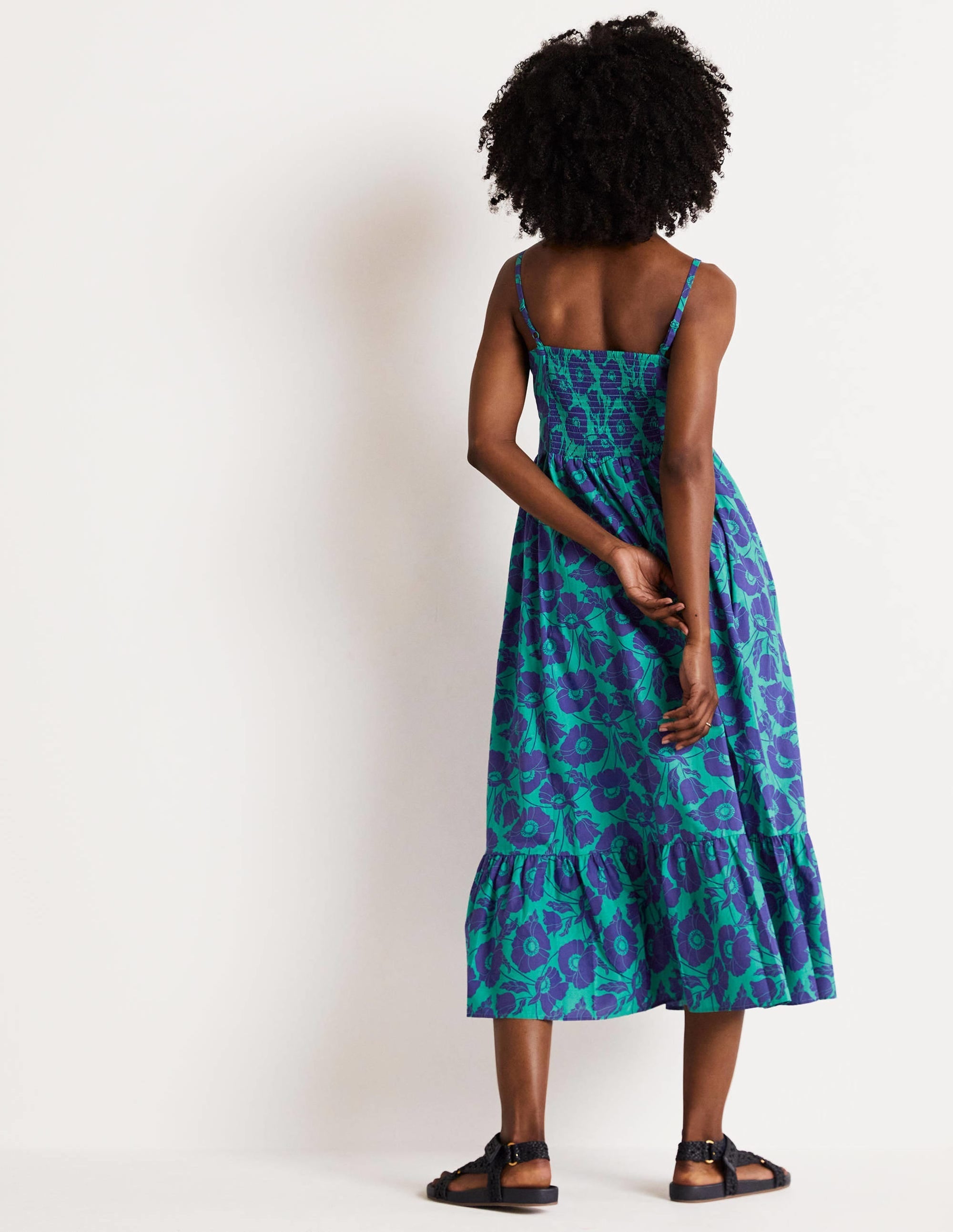 Ivy Tie Front Midi Dress-Emerald, Elegant Vine - Image 3