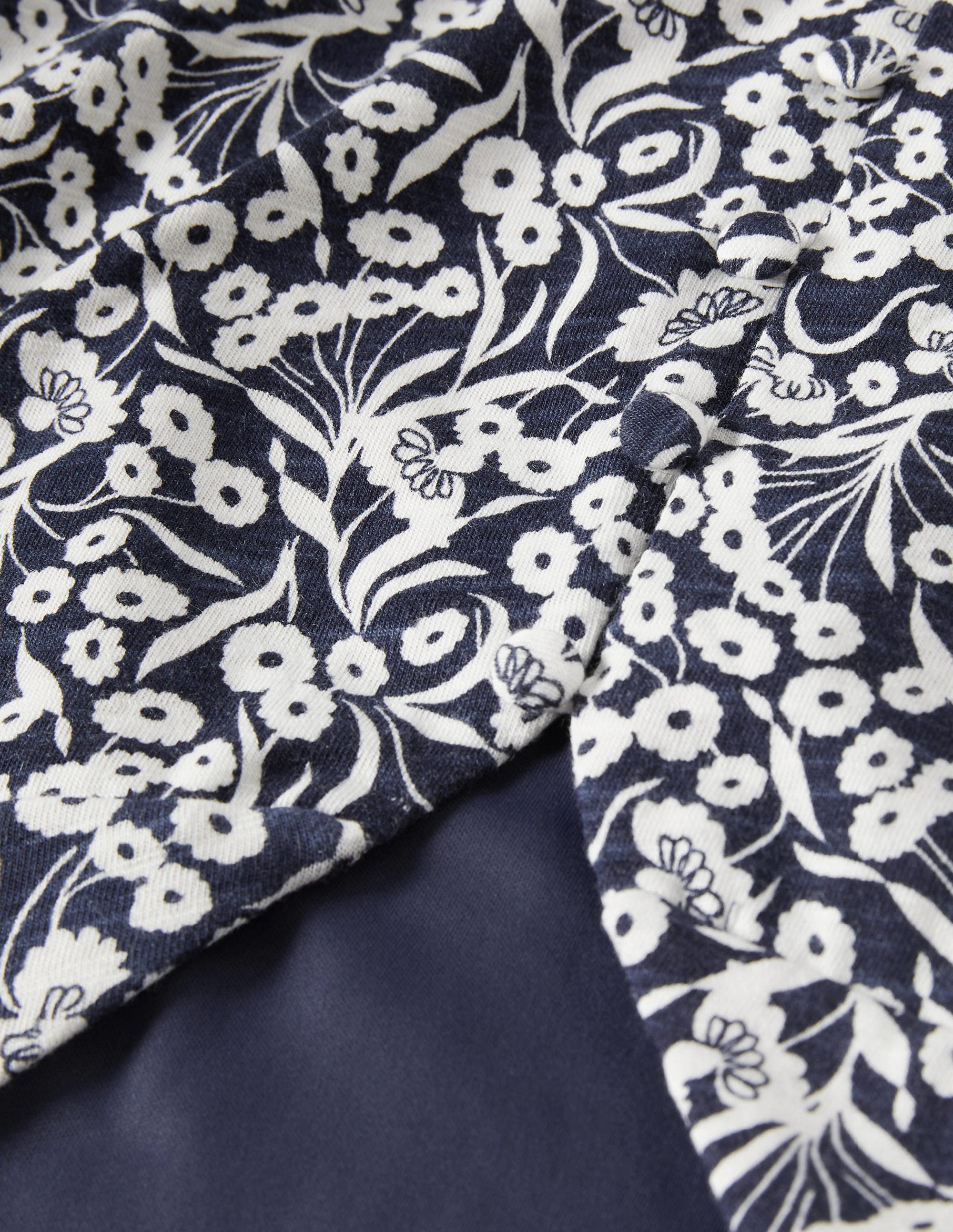 Back Detail Jersey Mini Dress-Navy, Floret Bud - Image 8
