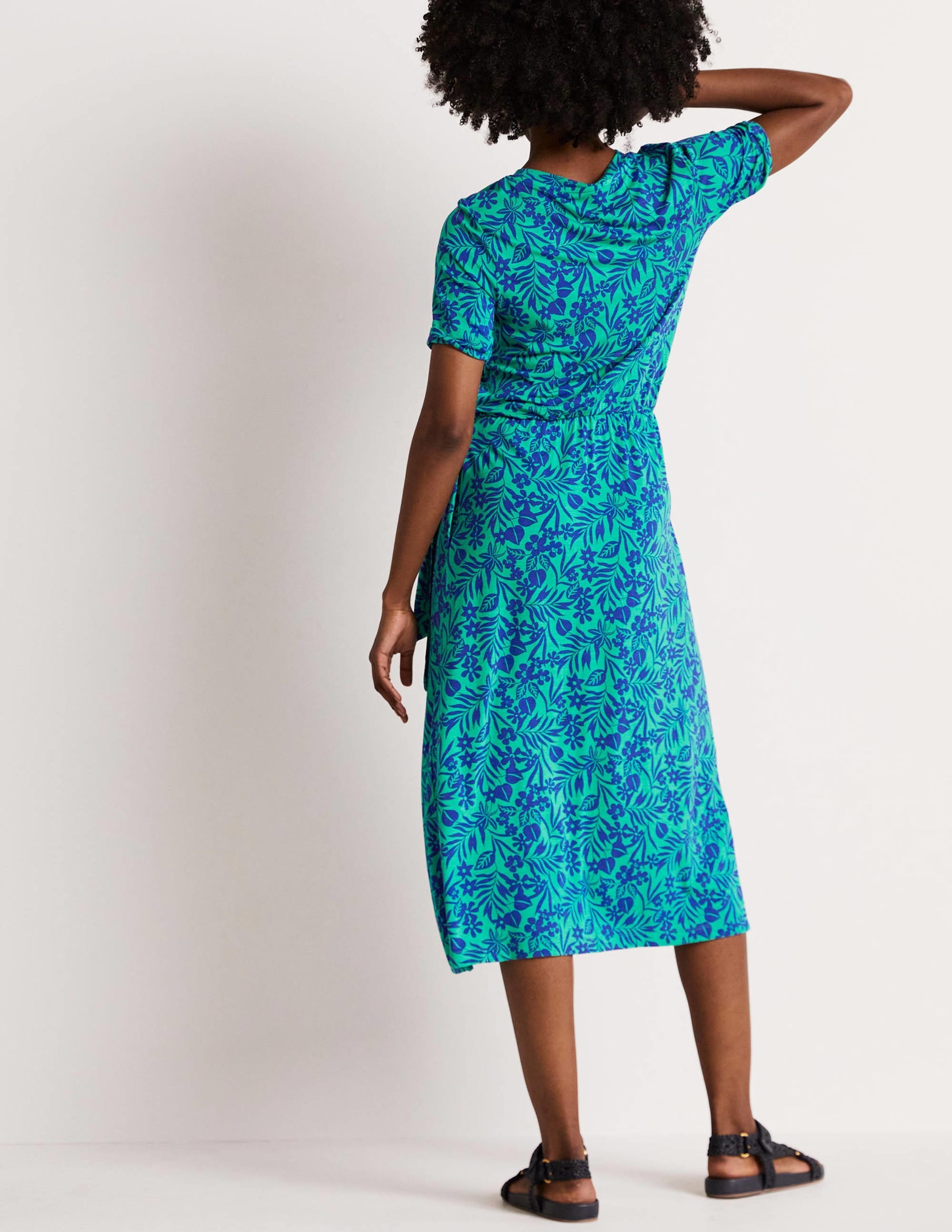 Amanda Jersey Midi Dress-Emerald, Tropic Foliage - Image 8
