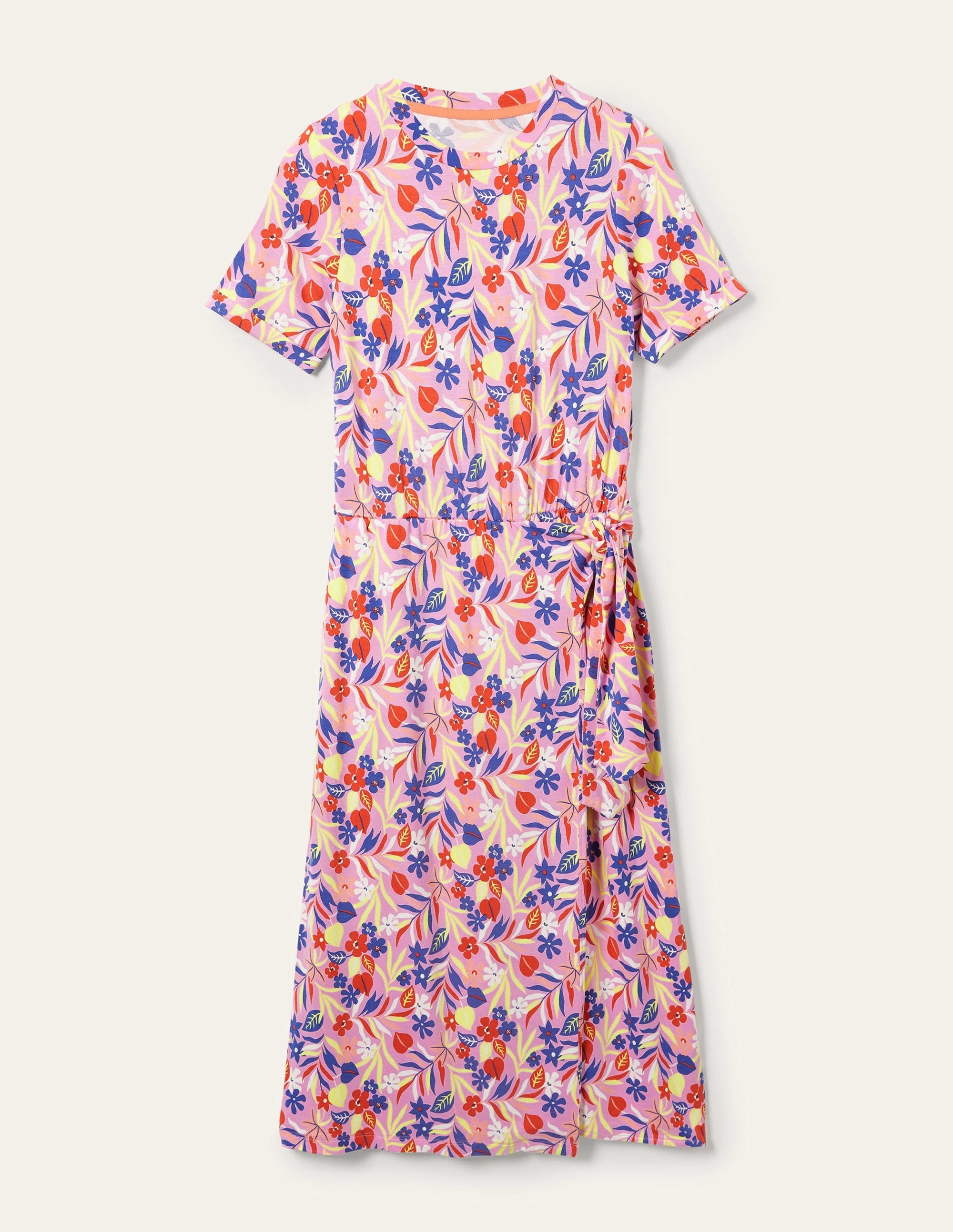 Amanda Jersey Midi Dress-Bonbon, Tropic Foliage - Image 10