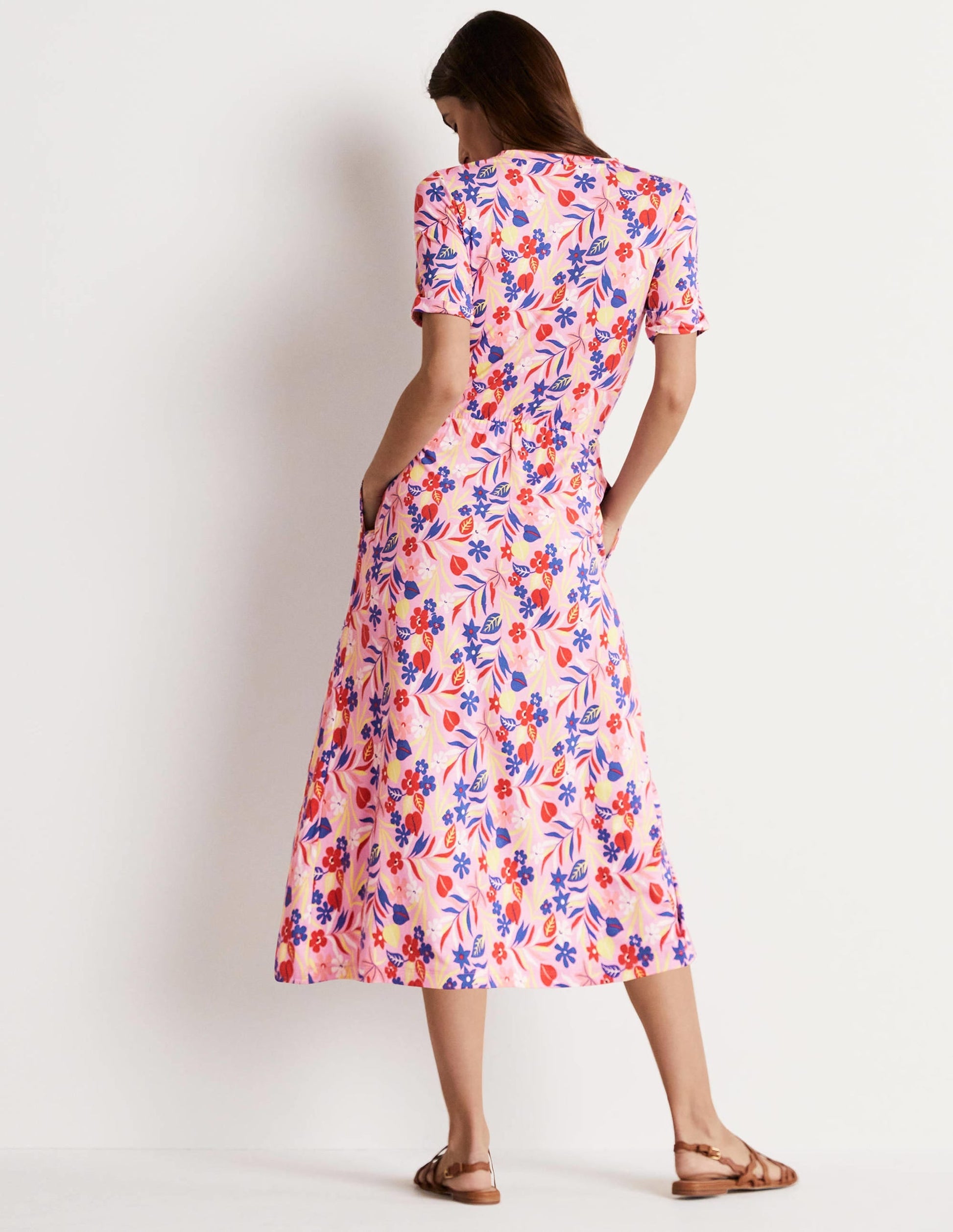 Amanda Jersey Midi Dress-Bonbon, Tropic Foliage-3