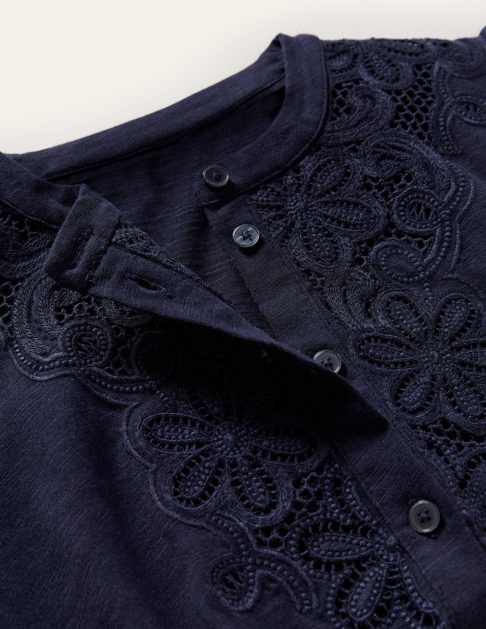 Embroidered Jersey Shirt Dress-Navy-12