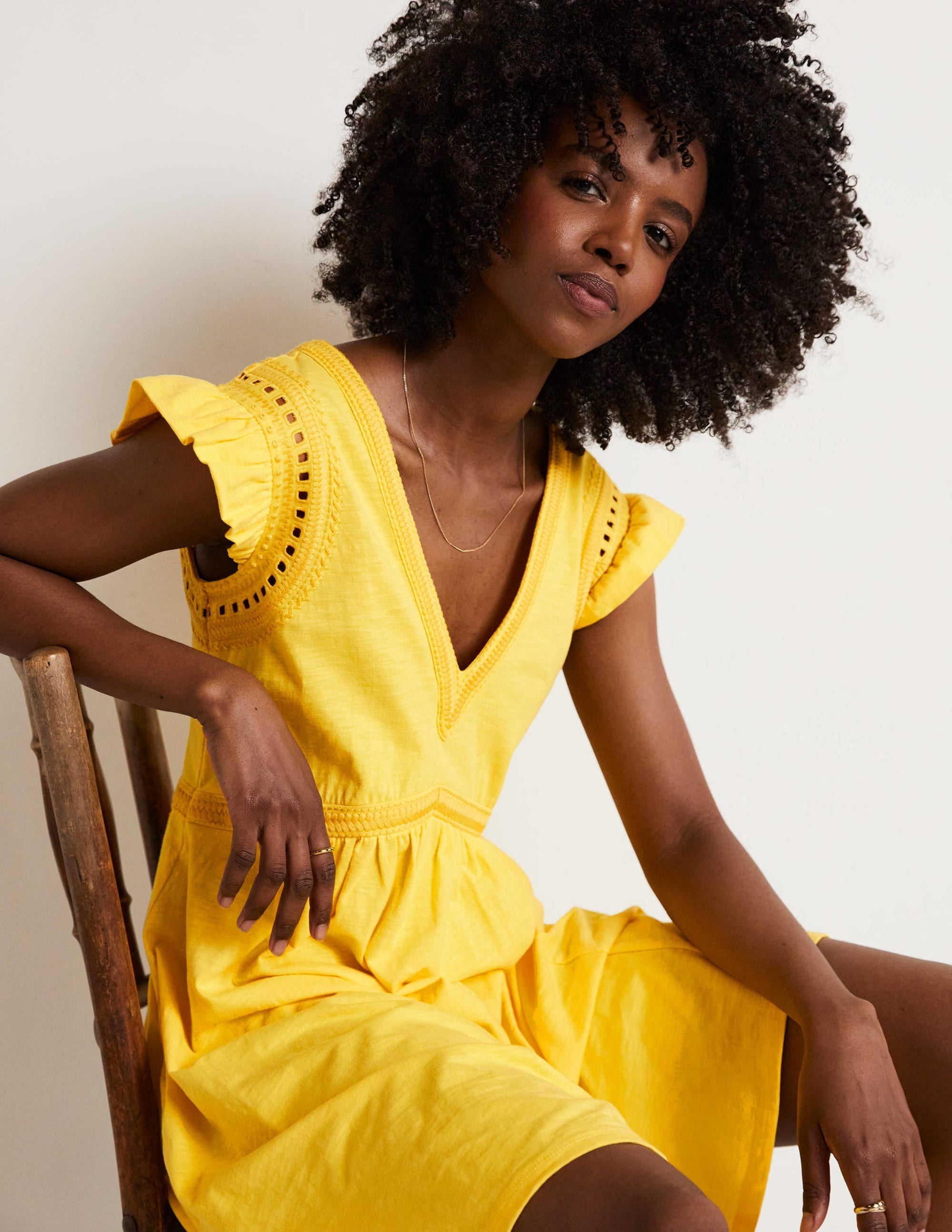 Empire Detail Jersey Dress-Lemon Fizz - Image 10