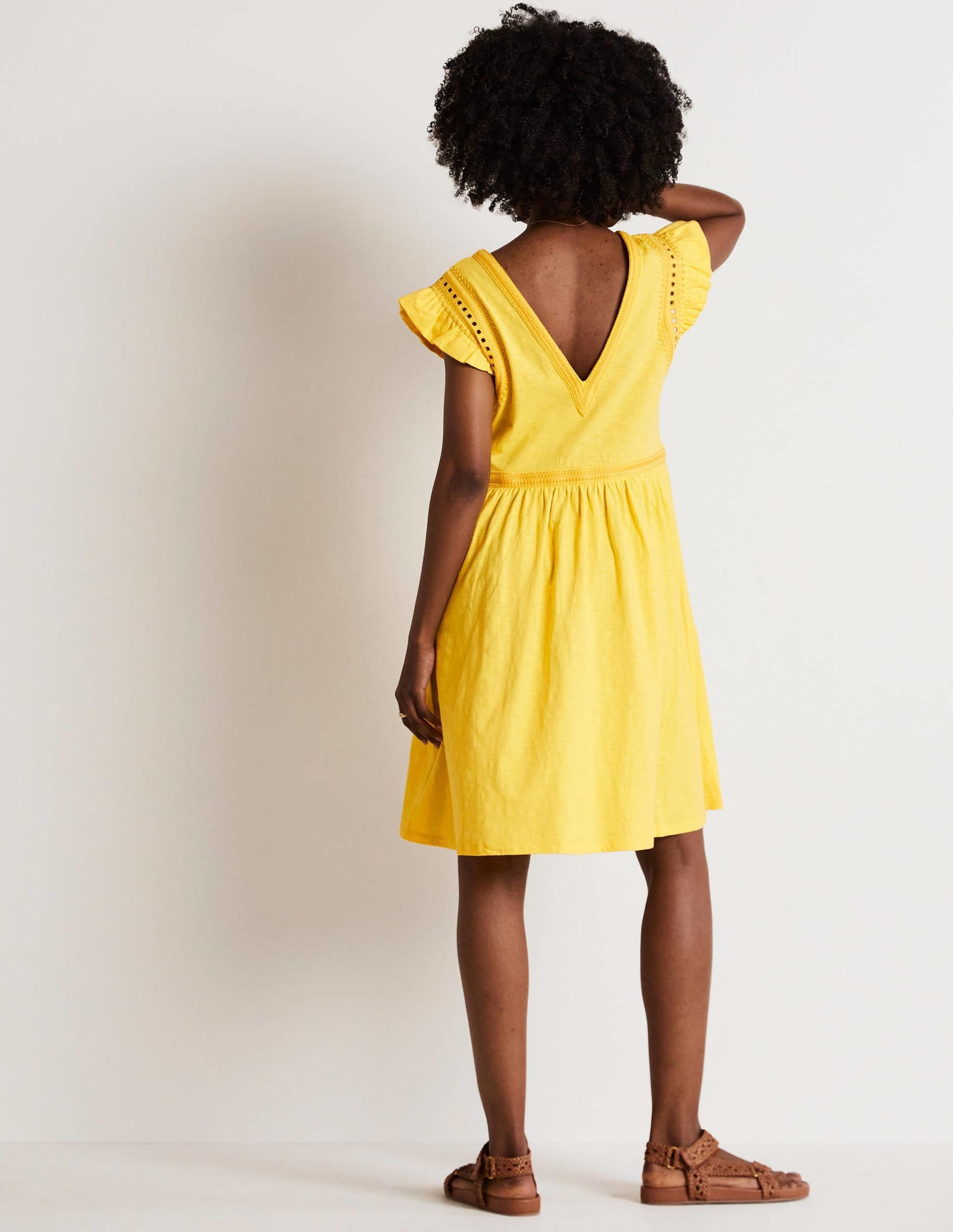 Empire Detail Jersey Dress-Lemon Fizz-3