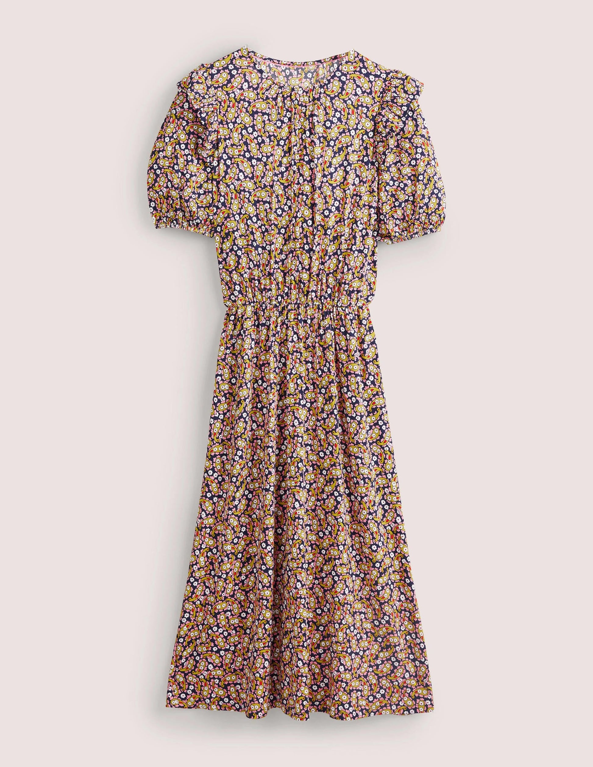 Ruffle Jersey Midi Dress-Citronelle Petal Paisley-5